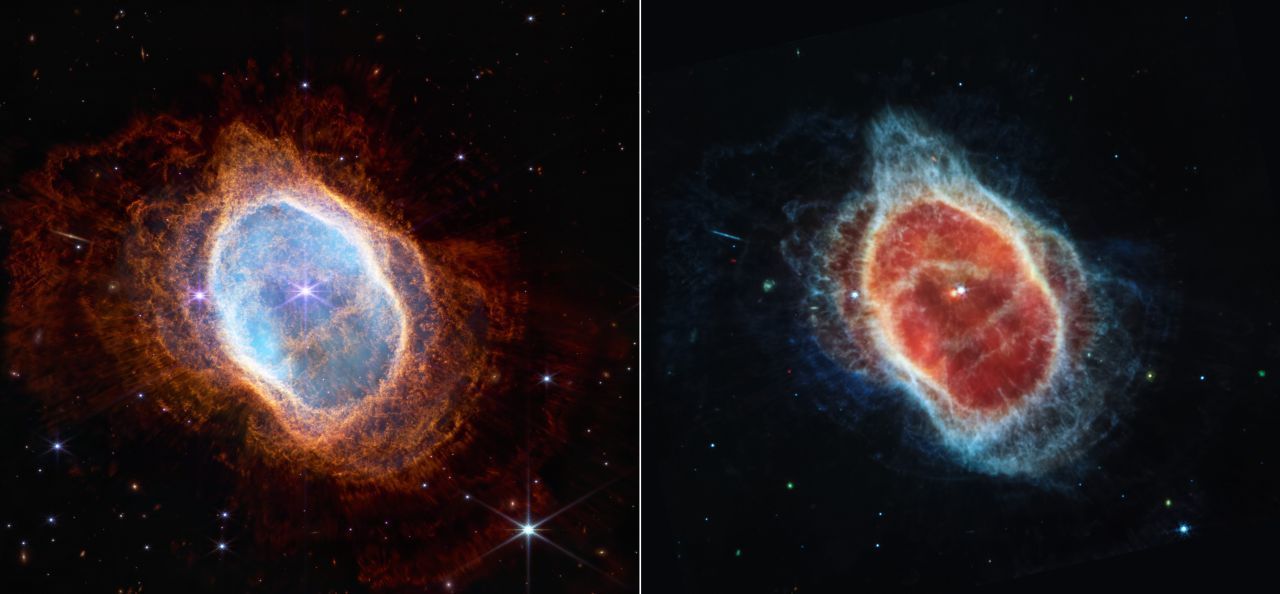 Manche Sterne verschwinden wiederum mit einem Knall. Die Aufnahme des Ringnebels "NGC 3132" zeigt wie ein Stern im Nebel und mehreren Licht-Schichten erlischt. 