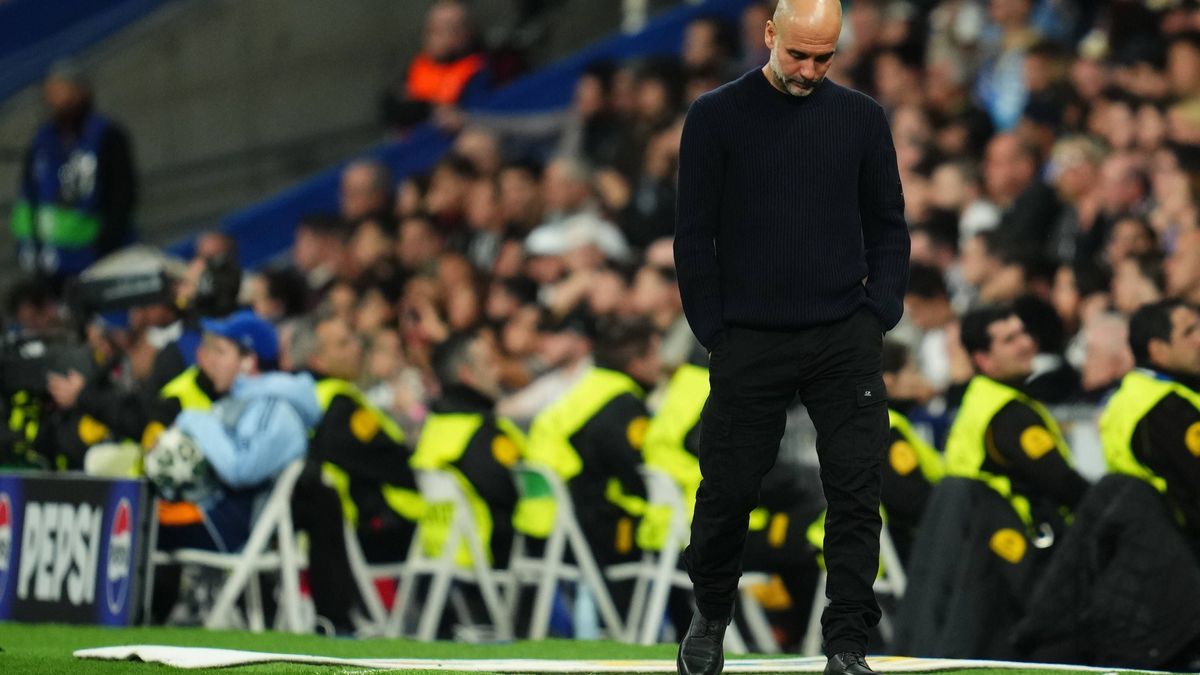 ESP: Real Madrid v Manchester City. UEFA Champions League match. Play off round Manchester City head coach Pep Guardiola during the UEFA Champions League match, play off round, second leg, between ...