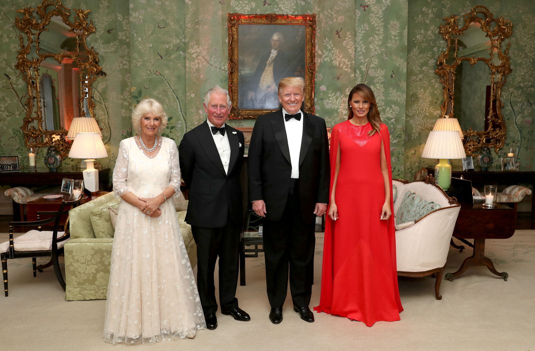 Bereits 2019 trafen Camilla und Charles sowie Donald und Melania Trump (von links) in London aufeinander. (Archivbild)