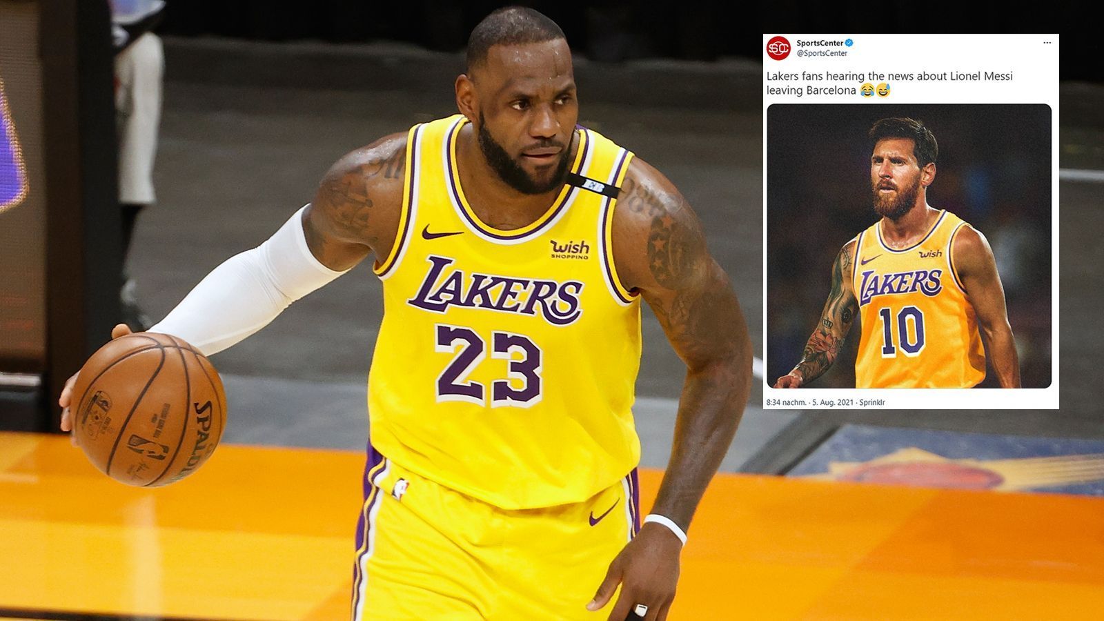 
                <strong>LA Lakers</strong><br>
                Und noch eine NBA-Hoffnung auf Messi, diesmal aus Los Angeles. Der Argentinier an der Seite von LeBron James - das hätte auf jeden Fall etwas Magisches. Dass Messi vielleicht noch mal in den USA landet, ist gar nicht mal unwahrscheinlich. Es gibt immer wieder Gerüchte, dass der Routinier seine Fußball-Karriere in der MLS ausklingen lassen könnte. Zudem kaufte er sich erst kürzlich ein Luxus-Appartement in Miami.
              