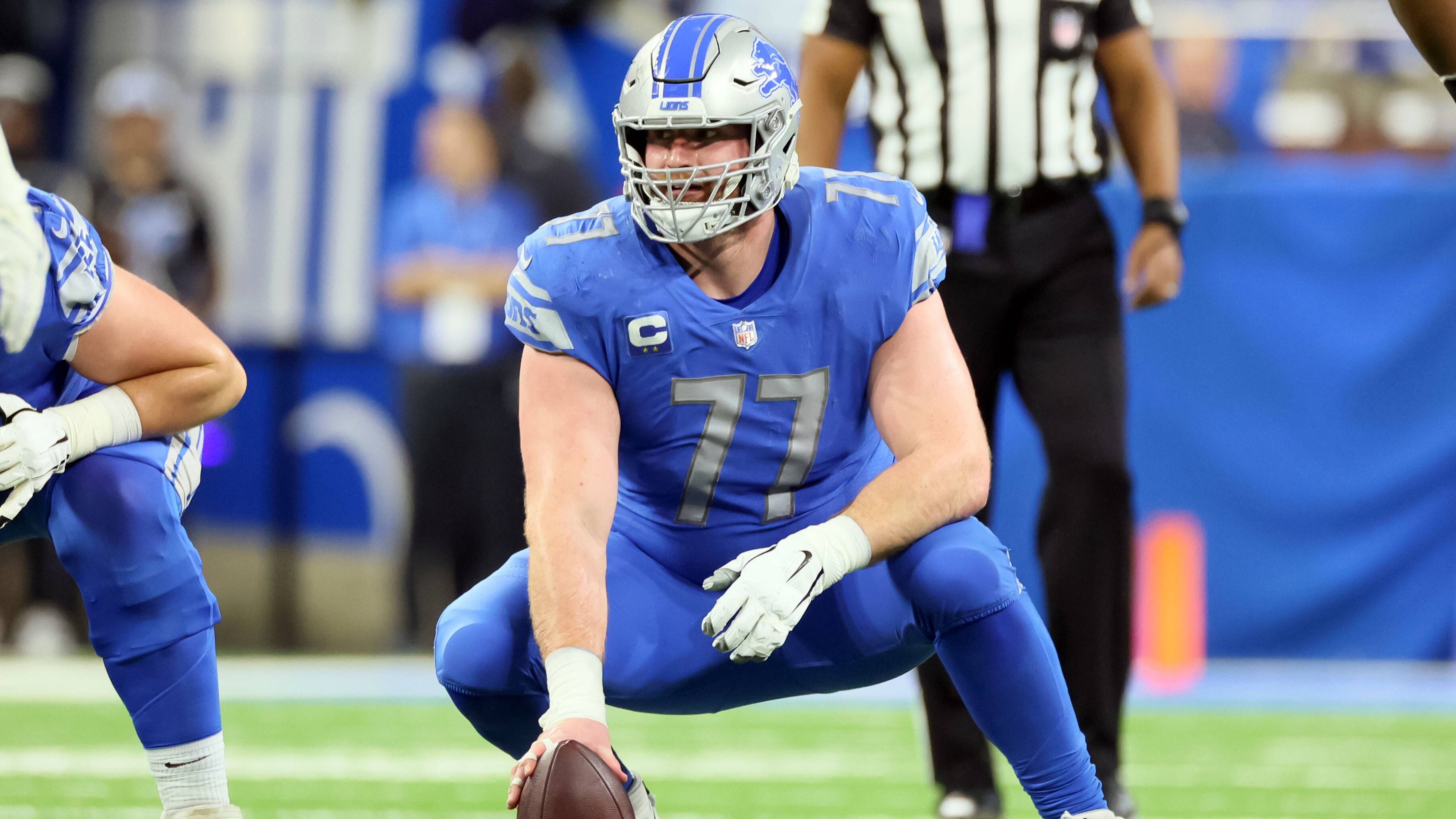 
                <strong>Platz 10: Frank Ragnow - Center, Detroit Lions </strong><br>
                &#x2022; Ranking im vorigen Jahr: nicht in den Top 10<br>&#x2022; Statistiken in der Saison 2022: 1 zugelassener Sack, 94,5 Prozent Pass Block Win Rate<br>
              