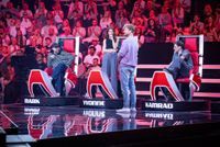 Die Coaches Mark Forster, Yvonne Catterfeld, Samu Haber und Kamrad bei den Teamfights bei "The Voice of Germany" 2024