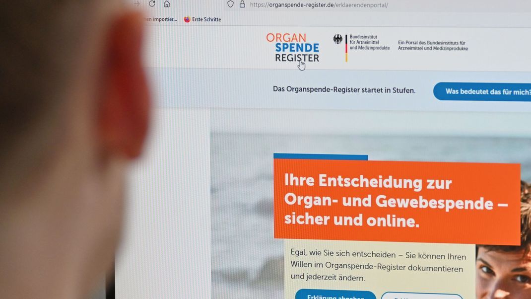 Das Online-Portal zur Registrierung zur Organspende