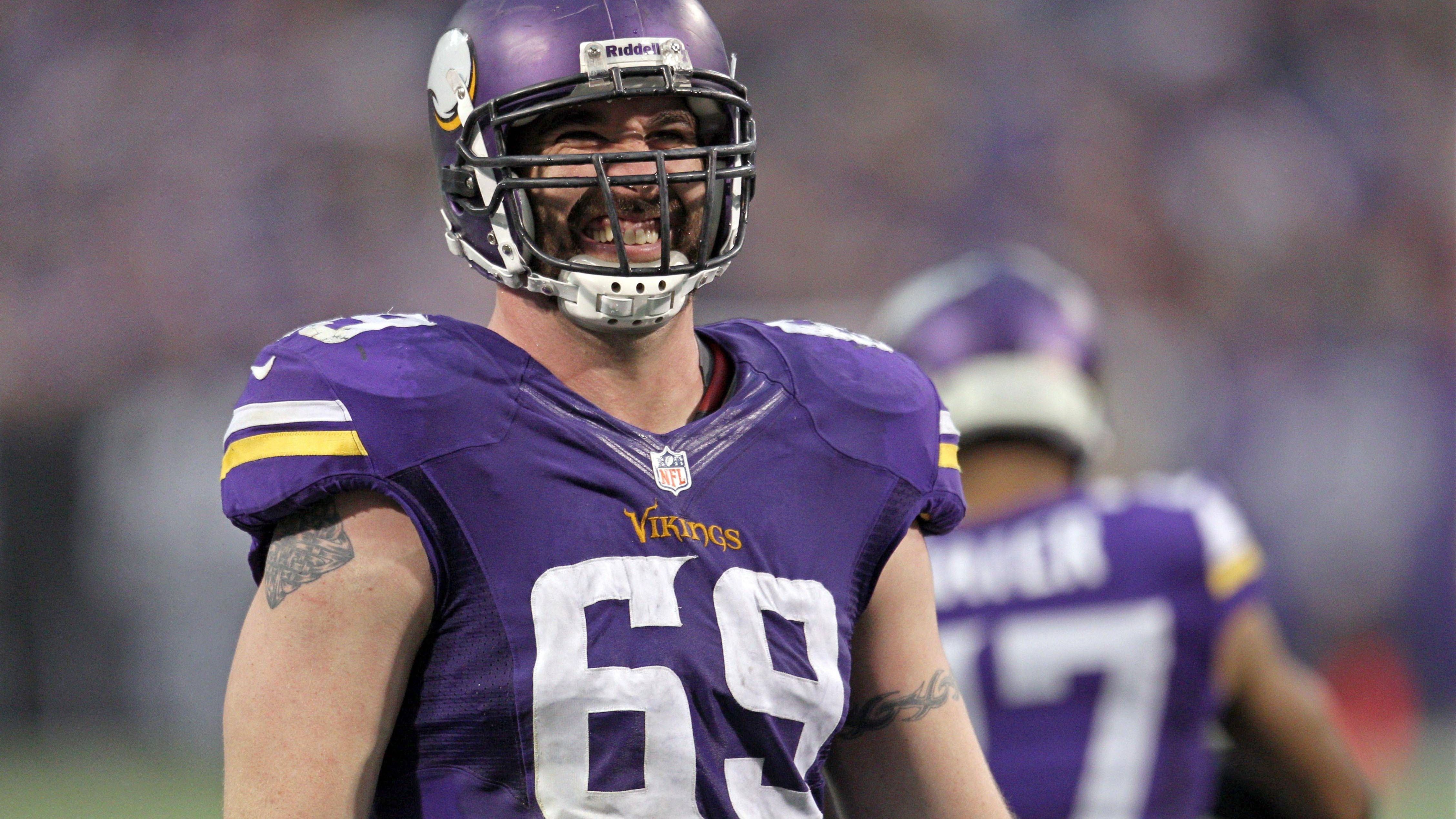 <strong>69: Jared Allen</strong><br>Teams: Kansas City Chiefs, Minnesota Vikings, Chicago Bears, Carolina Panthers<br>Position: Defensive End<br>Erfolge: viermaliger First Team All-Pro, fünfmaliger Pro Bowler<br>Honorable Mention: Jon Runyan