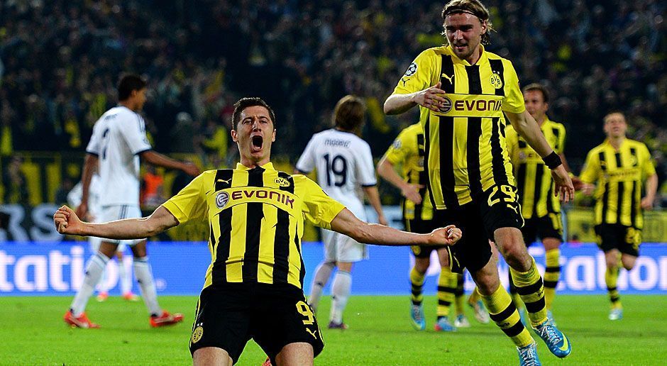 
                <strong>Real-Gastspiele in Dortmund</strong><br>
                Welcher deutsche Fußball-Fan erinnert sich nicht an Robert Lewandowskis Tor-Gala im Hinspiel des Champions-League-Halbfinales 2012/2013, als der Pole den "Königlichen" beim 4:1 vier Dinger einschenkte? Das war zwar Reals höchste Niederlage gegen den BVB, aber bei weitem nicht die einzige: In fünf Spielen in Dortmund holte Spaniens Rekordmeister nur zwei Unentschieden und verlor zuletzt drei Mal nacheinander.
              