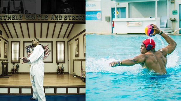 
                <strong>Cam Newton treibt Sport</strong><br>
                Cam Newton: In der Offseason präsentiert sich der Quarterback der Carolina Panthers als Karate-Kid (li.) und tauscht das Football-Ei gegen den Wasserball (re.). Dazu schreibt er: "Sagen wir so: Du willst nicht das Ziel dieses Wurfs sein." Doch dieser Tweet war genau die richtige Vorlage für Newtons Albtraum aus dem Super Bowl 50, denn ...
              