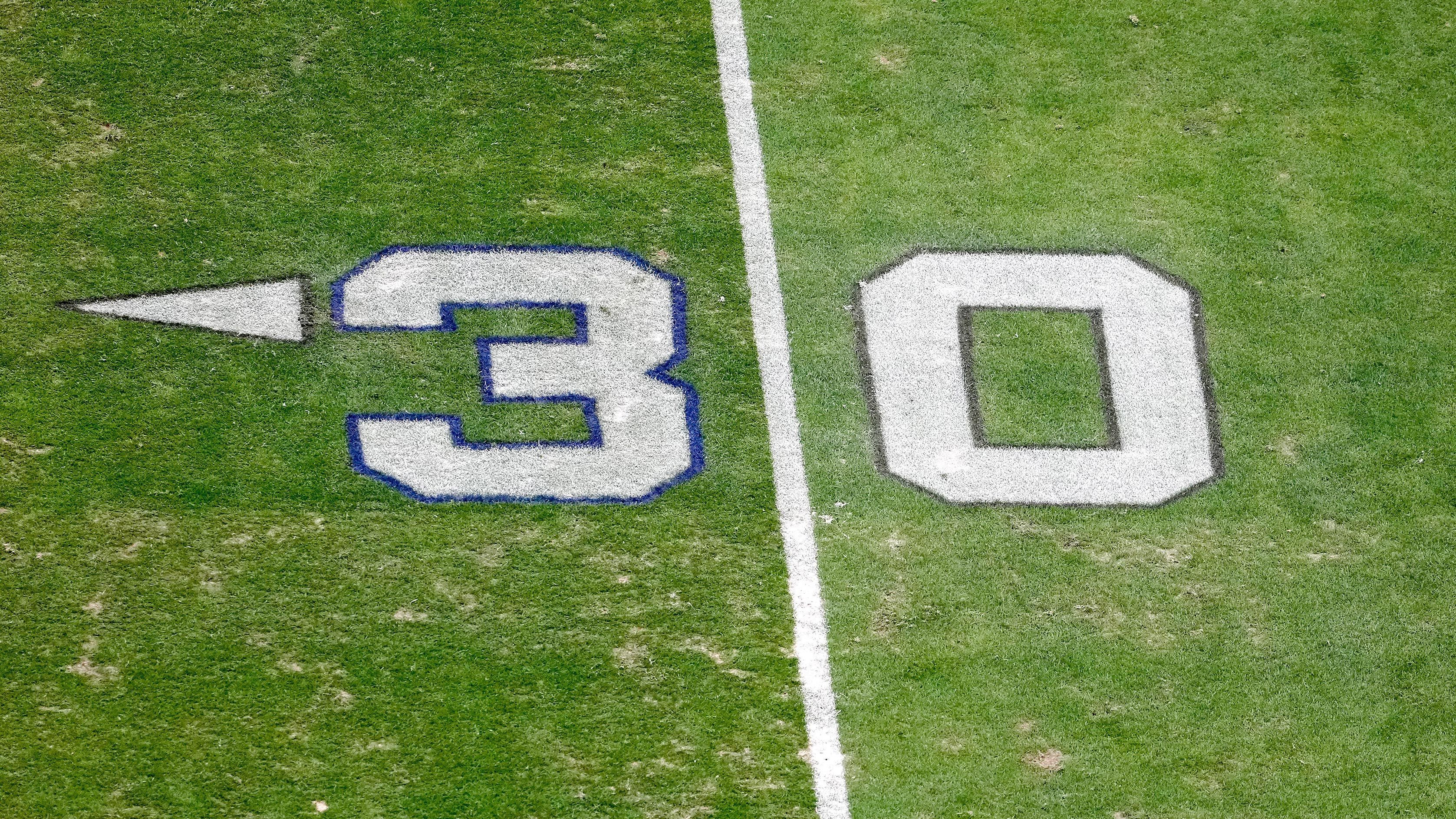 
                <strong>Rasen der Las Vegas Raiders</strong><br>
                Auf dem Rasen der Las Vegas Raiders wurden zudem die Markierungen der 30-Yard-Linie bearbeitet - die "3" wurde jeweils in Gedanken an Hamlins Rückennummer besonders gestaltet.
              