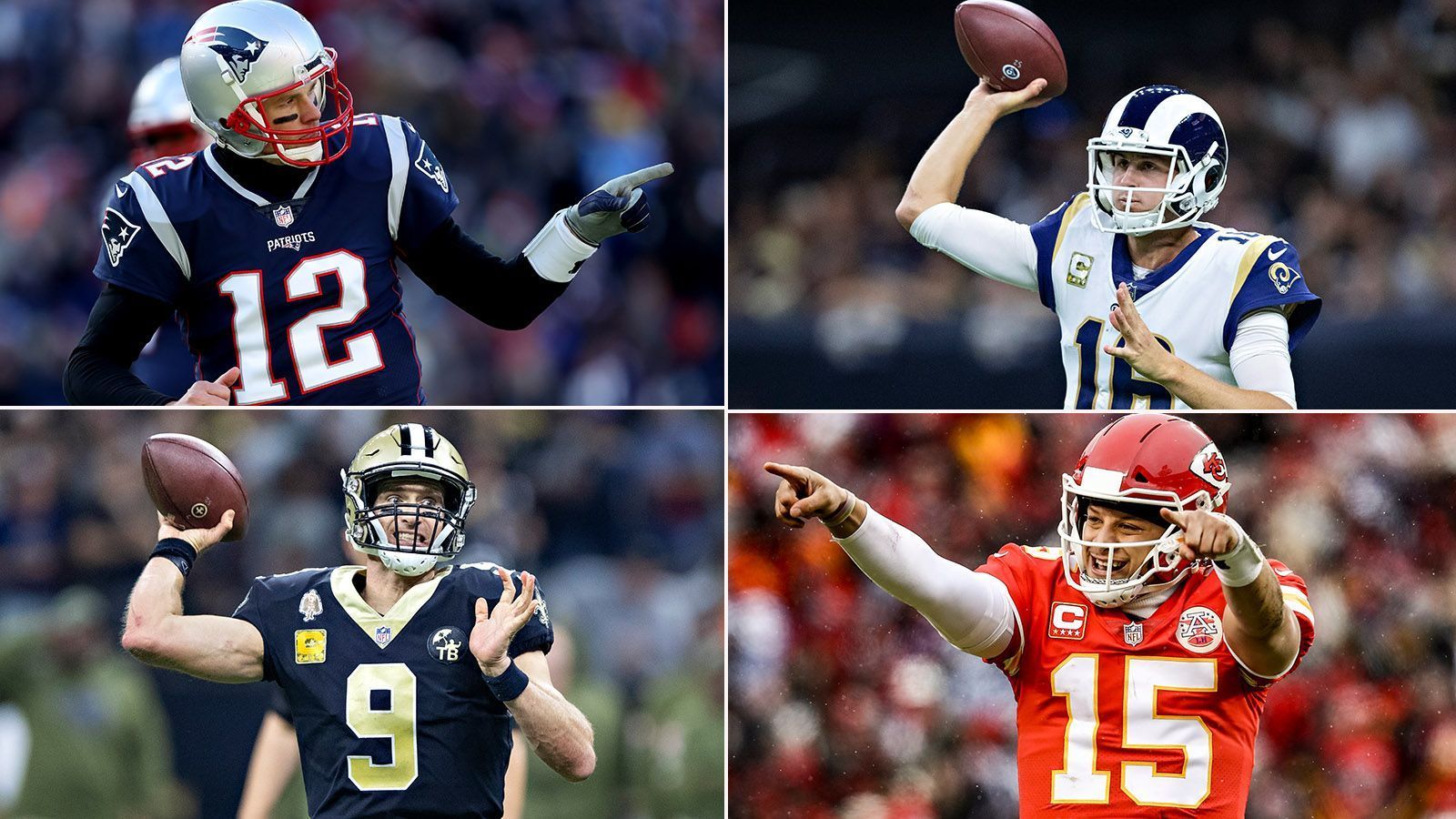 
                <strong>Generationen-Duell</strong><br>
                In beiden Conference Championship Games kommt es zum großen Duell der Generationen. Tom Brady gegen Patrick Mahomes wird das Spiel mit dem größten Altersunterschied zwischen zwei Starting-Quarterbacks in der Playoff-Geschichte sein. Brady ist 41, Mahomes 23 Jahre alt. Das Duell Brees (40) gegen Goff (24) reiht sich in dieser Statistik auf Rang drei ein.
              