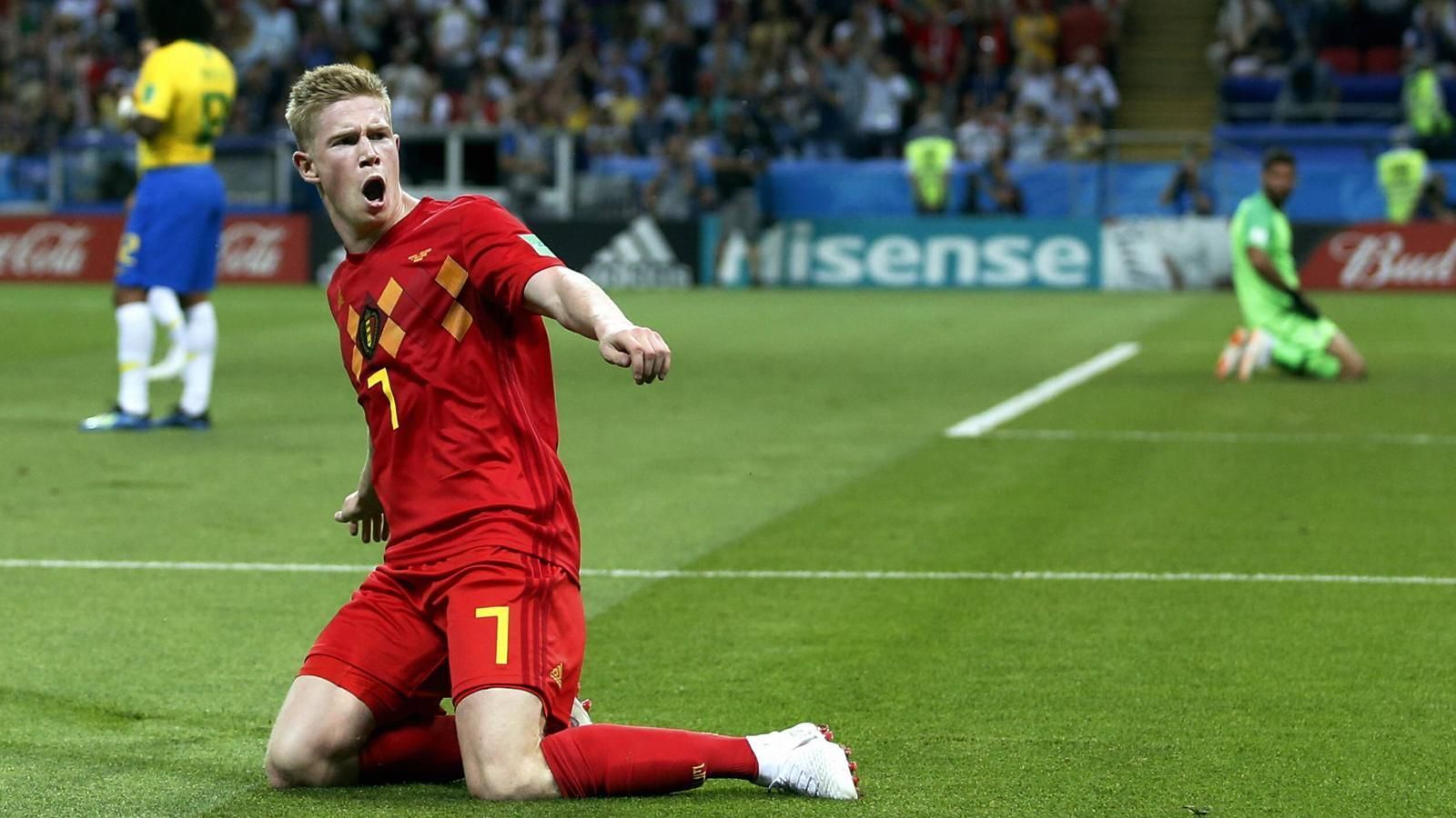 
                <strong>De Bruyne (Belgien)</strong><br>
                Einer der klaren Matchwinner in dieser Partie gegen Brasilien. Kevin de Bruyne zeigt durch schnelle Kombinationen, präzise Pässe und ein Wahnsinnstor, weshalb er den Unterschied machen kann. Zusammen mit Hazard die Waffe der Roten Teufel. ran-Note: 1
              