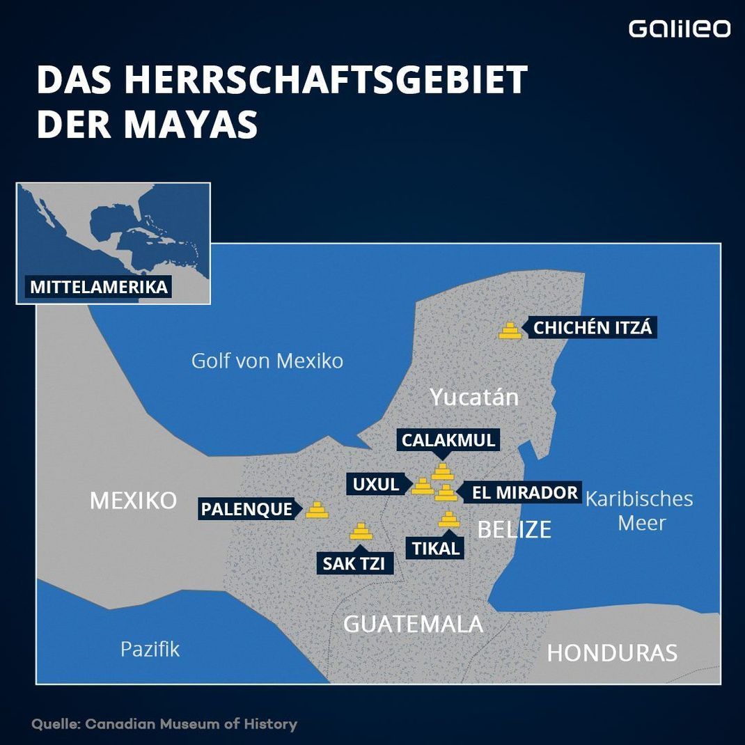 Die Herrschaftsgebiete der Maya. 