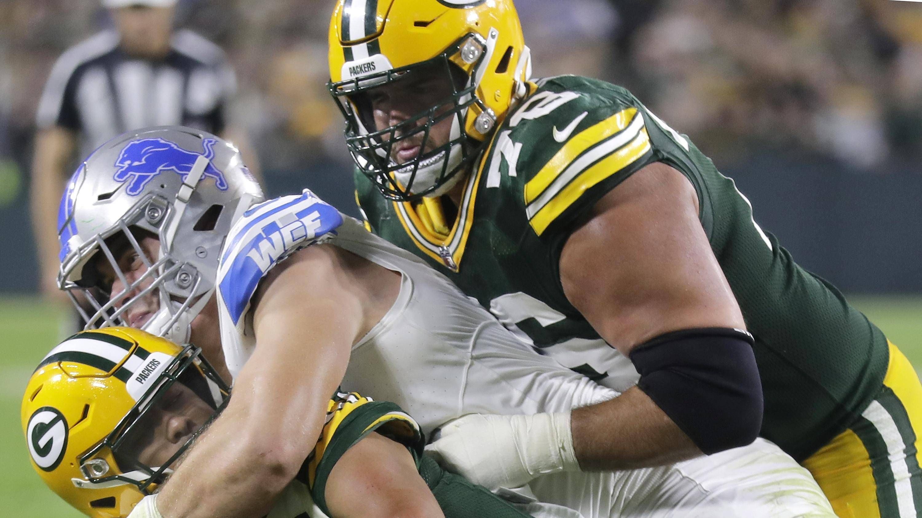 <strong>Green Bay Packers: Offensive Line</strong><br>Die Packers-Offense hat bisher große Probleme. Jordan Love wird zu oft gesackt und im Laufspiel geht wenig. Meistens ist das ein Zeichen für Probleme in der Offensive Line. Hinzu kommt jetzt auch noch die Verletzung von Star-Tackle David Bakhtiari.