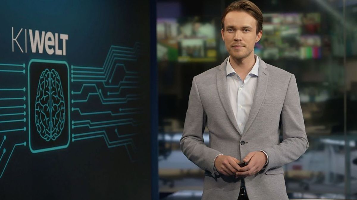 Der (namenlose) KI-generierten Moderator der neuen Sendung „KI-Welt“.