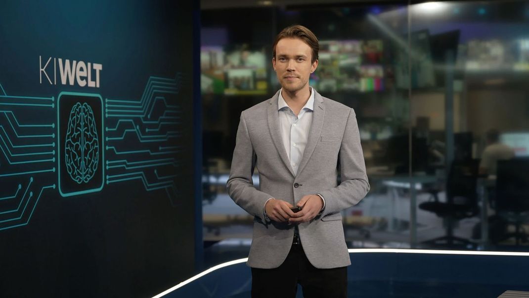 Der (namenlose) KI-generierten Moderator der neuen Sendung "KI-Welt".
