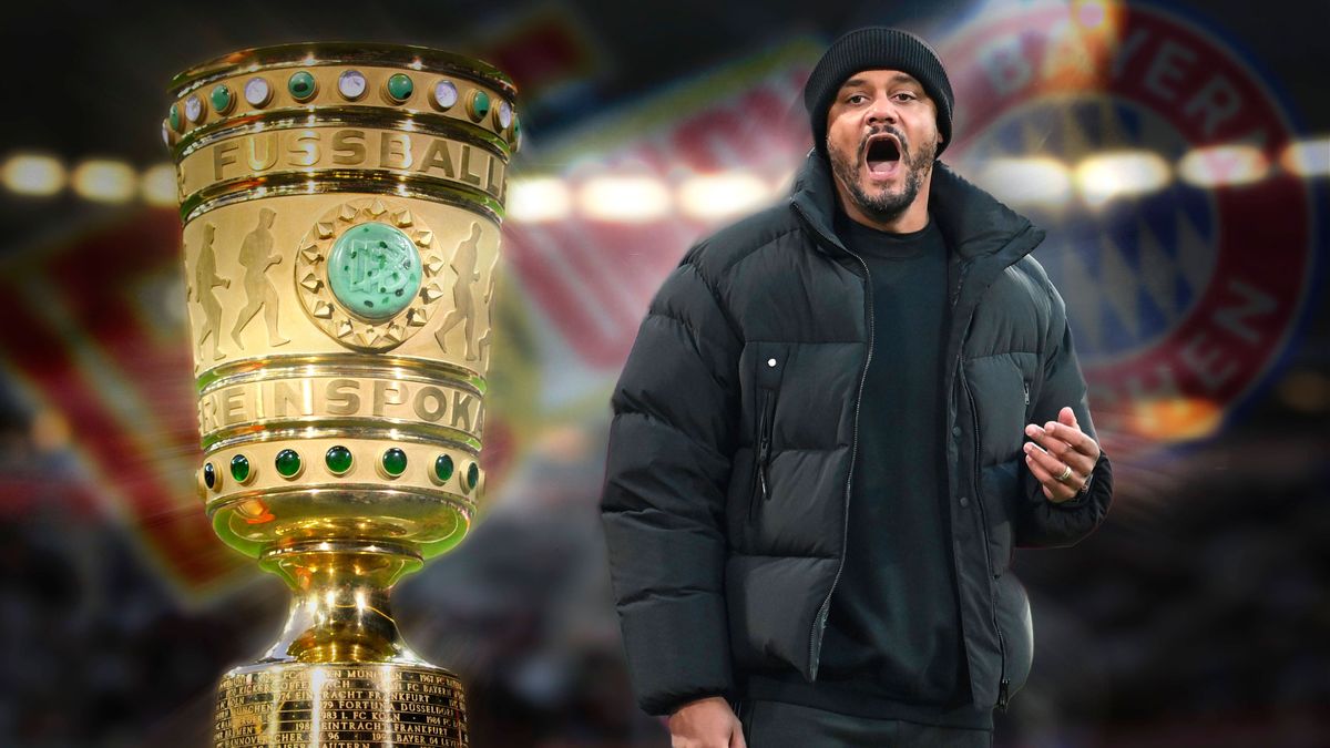 ACHTUNG FOTOMONTAGE! Trainer Vincent KOMPANY (Bayern Muenchen) und sein Team wollen auch im DFB Pokal ihre Siegesserie fortsetzen, Vorschau DFB Pokal 3.Runde: 1 FC Union Berlin -FC Bayern Muenchen ...
