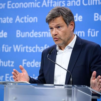 Wirtschaftsminister Robert Habeck (Grüne) auf einer Pressekonferenz