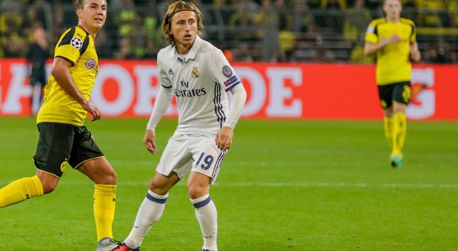
                <strong>Luka Modric (Real Madrid)</strong><br>
                Luka Modric: Eröffnet den Angriff zum 1:0 mit einem feinen Außenrist-Pass. Bemühte sich das Spiel immer schnell zu machen und einen Konter zu starten. Defensiv damit beauftragt, die Räume zu schließen. Hätte die BVB-Zentrale durchaus mehr unter Druck setzen können. ran-Note: 3+
              