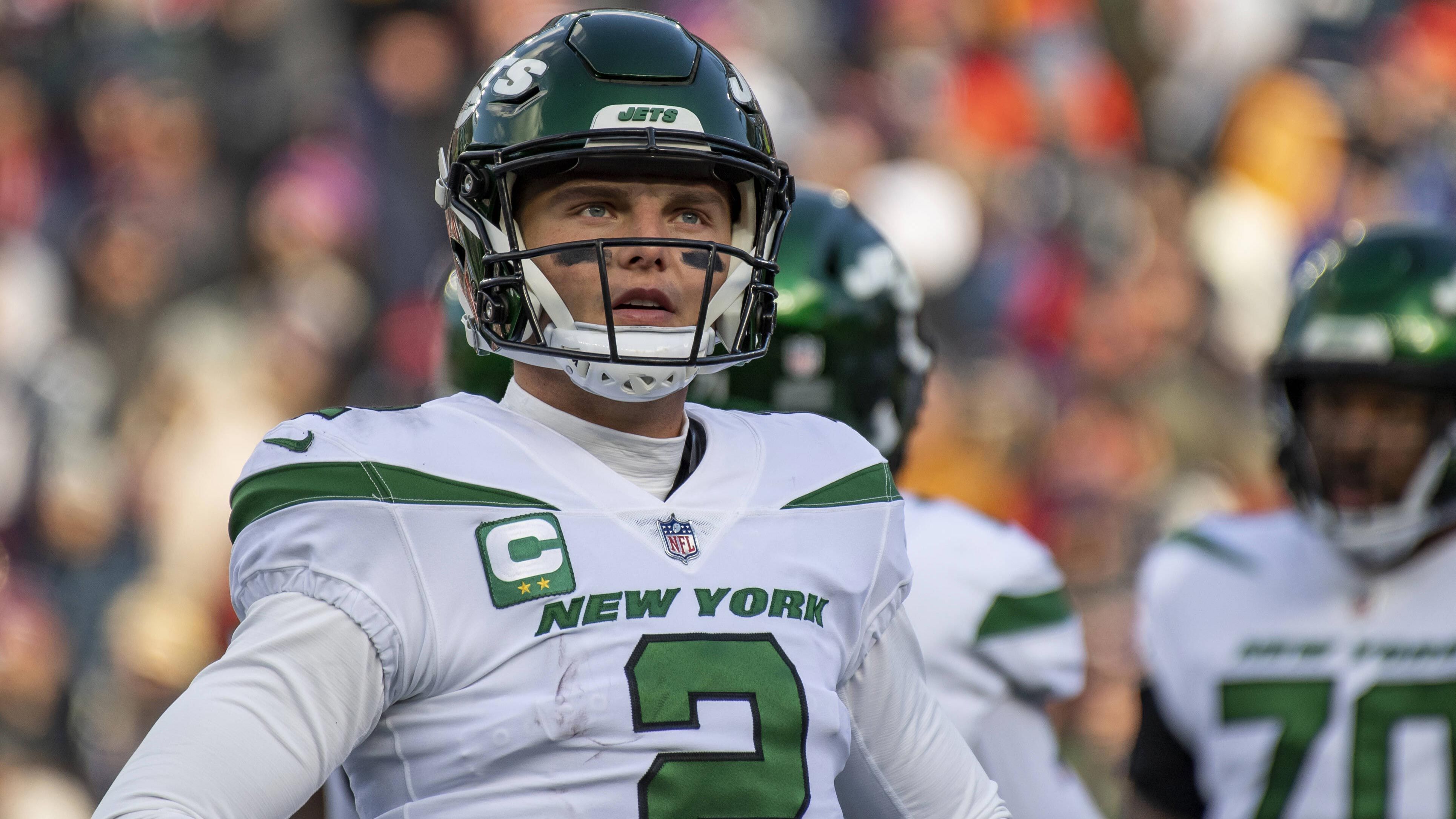 <strong>Platz 13: Zach Wilson (New York Jets)</strong><br>Alter: 24<br>Saisons in der NFL: 3<br>Passing-Yards: 6.293<br>Passing-Touchdowns: 23<br>Interceptions: 25<br>Completion-Rate: 57%