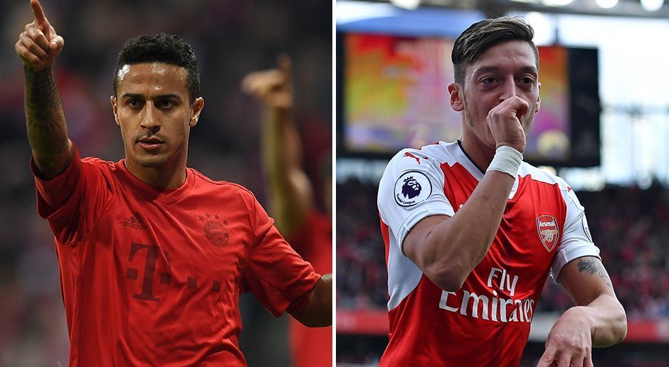 
                <strong>Offensiver Mittelfeldspieler: Thiago vs. Mesut Özil</strong><br>
                Zwei Filigrantechniker sollen vorne wirbeln. Sowohl Thiago als auch Mesut Özil können eine Abwehrkette mit einem Pass sezieren, haben in so gut wie jeder Situation das Auge für den besser postierten Mitspieler. Letzterer hat zwar mit neun Toren drei Mal so oft eingenetzt wie sein Gegenüber, allerdings abgesehen von einem Treffer gegen den FC Chelsea ausschließlich gegen "kleine" Teams. Auch hier werden die Punkte geteilt - 8:4.
              