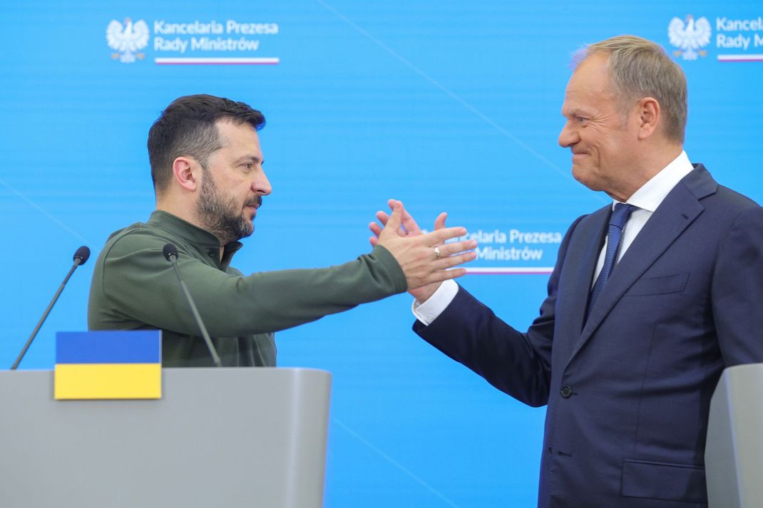 Der ukrainische Präsident Wolodymyr Selenskyj (l.) und Polens Regierungschef Donald Tusk.