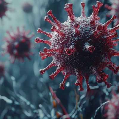 Detailed Illustration of a Virus in Cellular Environment