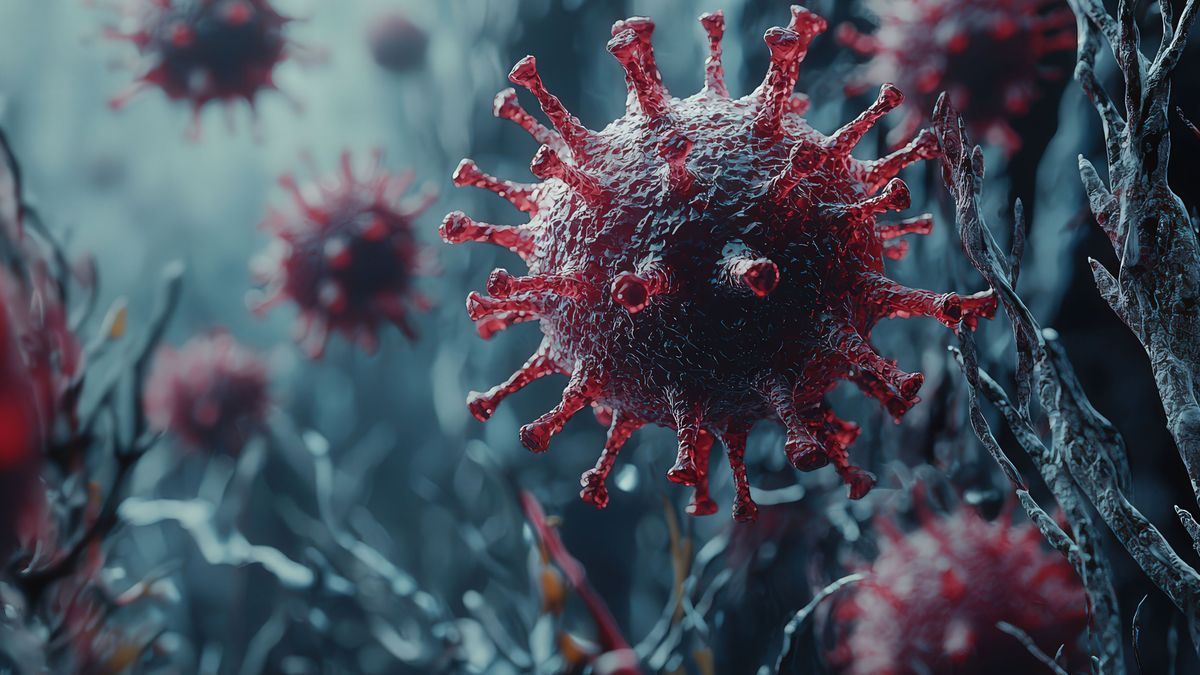 Detailed Illustration of a Virus in Cellular Environment