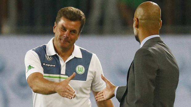 
                <strong>Dieter Hecking (2 Siege)</strong><br>
                Dieter Hecking: Seine Bilanz gegen Guardiola: Acht Spiele, zwei Siege, sechs Niederlagen. Im Januar 2015 gab es mit dem VfL Wolfsburg gegen den FC Bayern ein 4:1 zum Rückrundenauftakt, rund ein halbes Jahr später im erneuten Duell beider Klubs den Sieg im Supercup nach Elfmeterschießen.
              