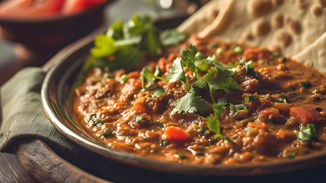 Wie im indischen Lieblings-Restaurant: Vegetarisches Linsen Dal mit Aubergine.