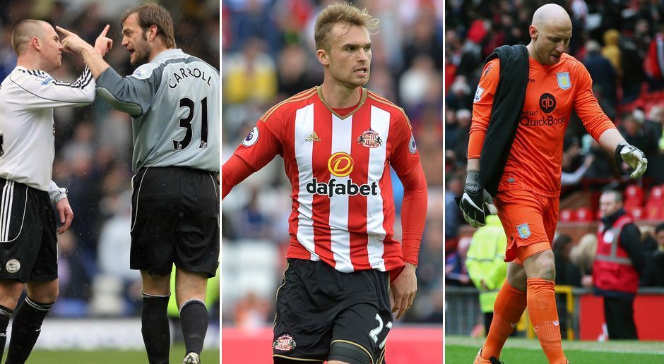 
                <strong>Flop 10: Die schlechtesten Premier-League-Absteiger</strong><br>
                Der FC Sunderland mit dem Deutschen Jan Kirchhoff (Mi.) steht als erster Absteiger aus der Premier League fest. Die "Black Cats" reihen sich derzeit in die Flop 10 ein. Bei noch drei ausstehenden Spielen können sie sich allerdings aus den schmachvollen 10 noch herausspielen, der Abstieg ist jedoch beschlossene Sache. Es gibt jedoch noch Absteiger, die seit der Umstellung von 22 auf 20 Mannschaften 1995 noch schlechter dastanden.
              