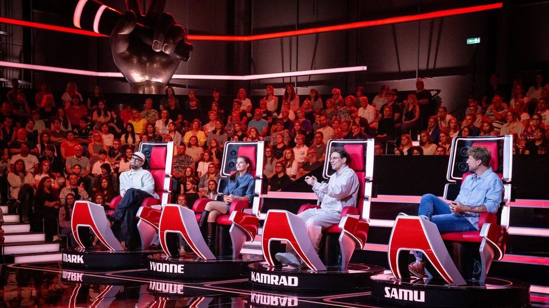 Start der Battles: Die Coaches in Staffel 14 (v.l.n.r.): Mark Forster, Yvonne Catterfeld, Tim Kamrad, Samu Haber