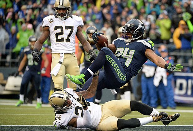 
                <strong>Divisional Playoffs: Seattle Seahawks vs. New Orleans Saints</strong><br>
                Seattle zeigt gegen die New Orleans Saints, wer der Adler im Nest ist. Allen voran Marshawn Lynch nimmt im lautesten Stadion der NFL den Champion von 2010 fast im Alleingang auseinander
              