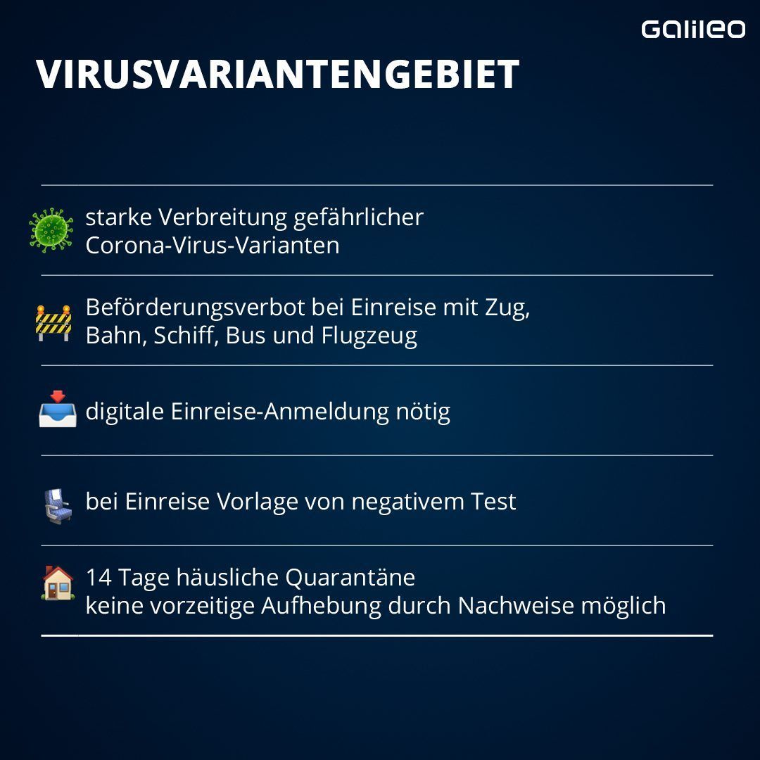 Das sind die Regeln, wenn du aus einem Virusvariantengebiet einreist.