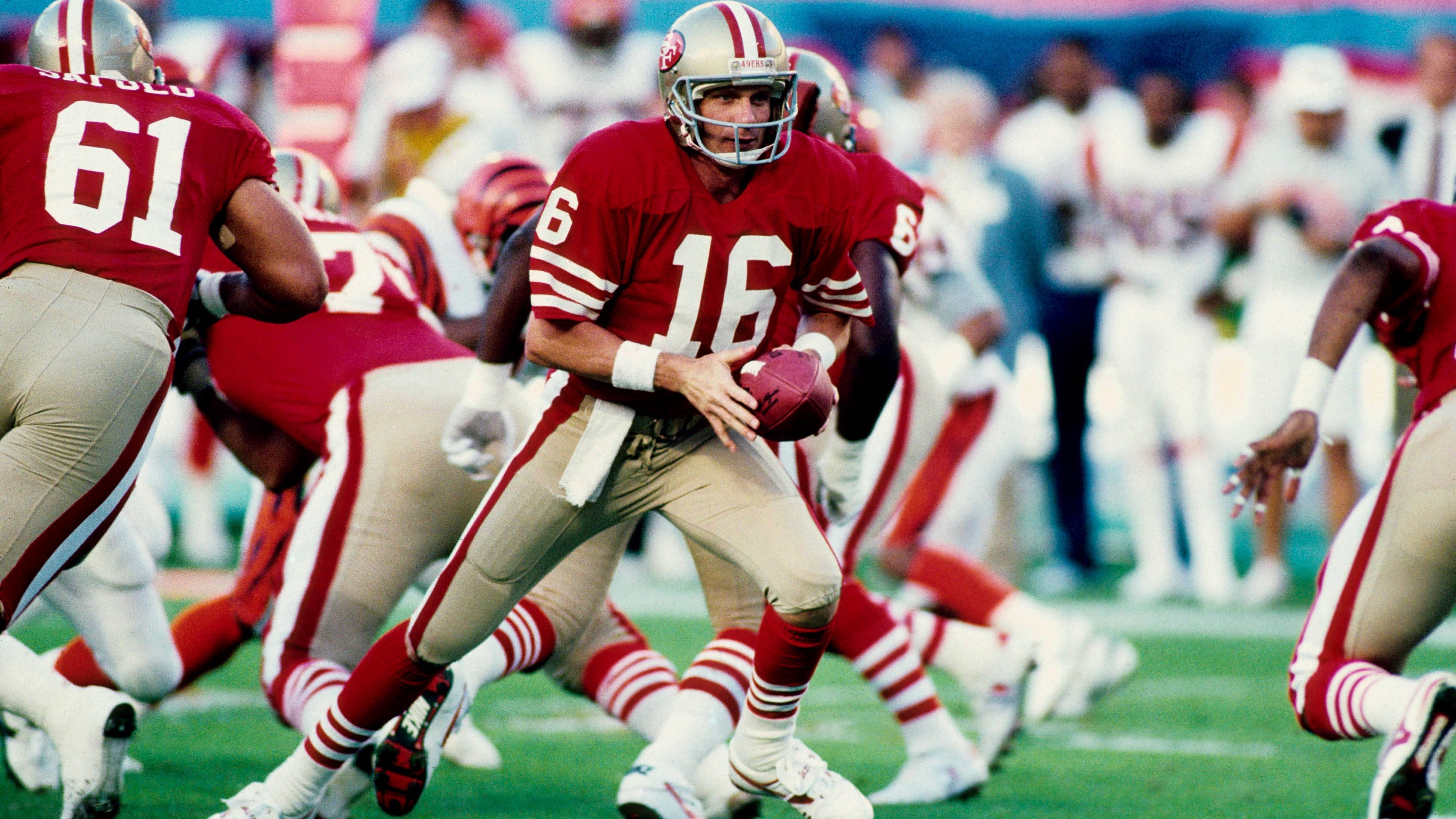 <strong>16: Joe Montana</strong><br>Teams: San Francisco 49ers, Kansas City Chiefs<br>Position: Quarterback <strong></strong><br>Erfolge: Pro Football Hall of Famer, viermaliger Super-Bowl-Champion, zweimaliger NFL MVP<br>Honorable Mentions: Len Dawson, George Blanda