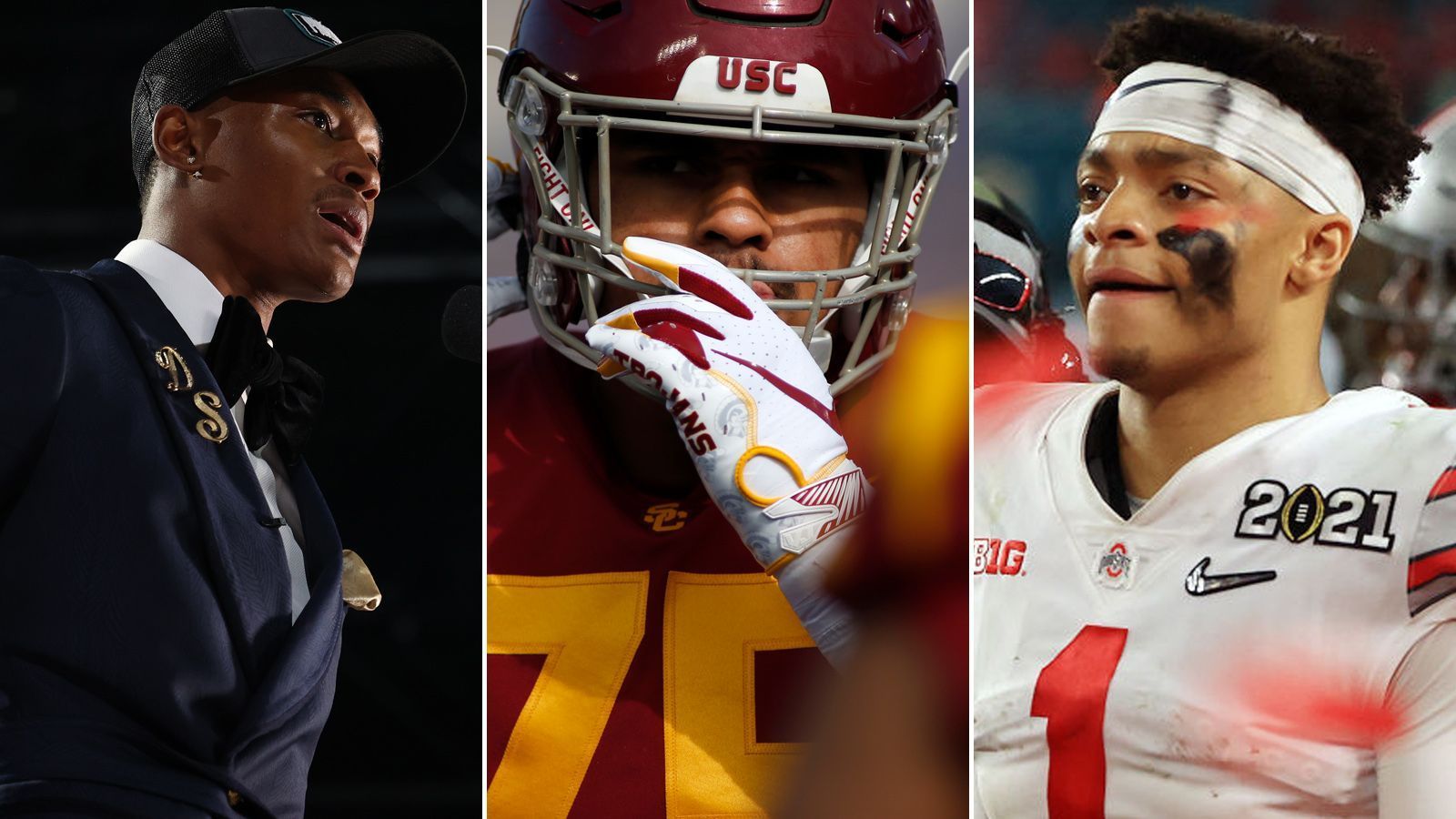 
                <strong>Fields & Co.: Trade-Alarm beim NFL Draft 2021</strong><br>
                In der 1. Runde des NFL Draft 2021 halten sich die Teams mit Trades zunächst zurück, zwischen Pick Nummer 10 und Pick Nummer 14 geht es dann aber rund. Drei Trades. Die Chicago Bears sichern sich dabei ihren zukünftigen Quarterback. ran fasst den Trade-Wahnsinn zusammen.
              