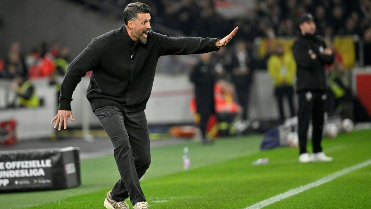Augsburgs Trainer Sandro Wagner beim Spiel in Stuttgart
