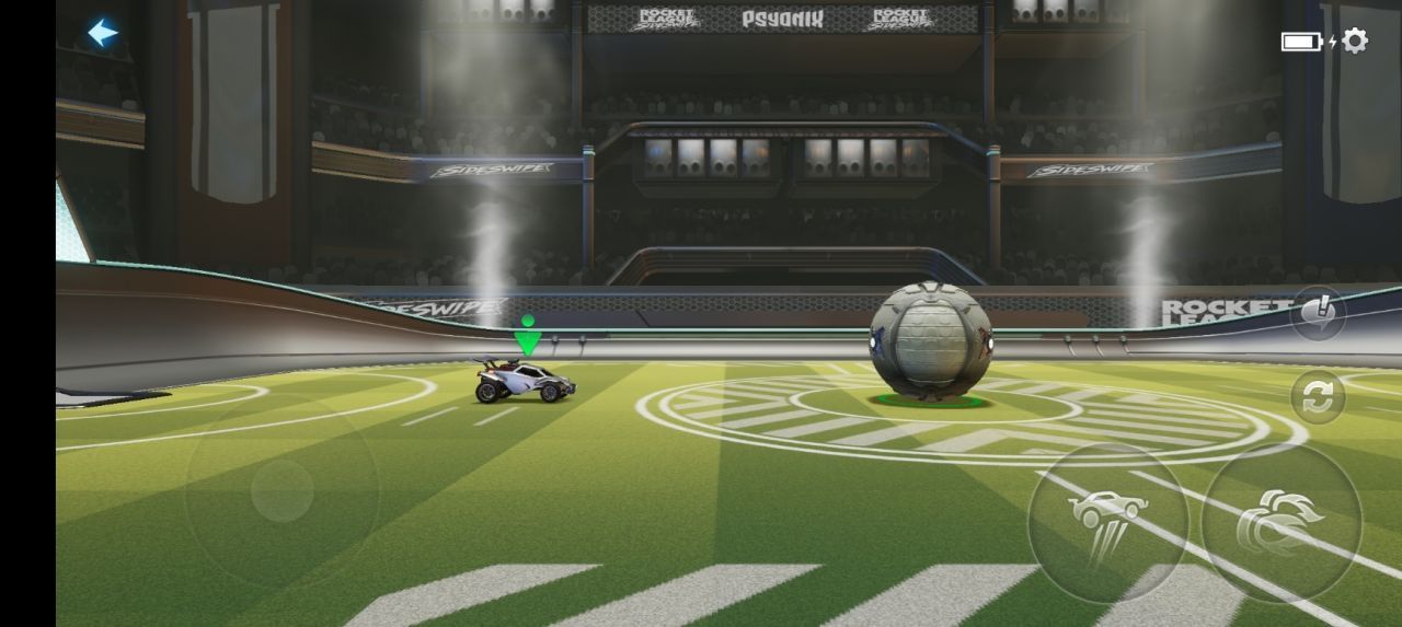 "Rocket League Sideswipe" mischt Fußball mit Autos.  Du musst darin mit Fahrzeugen auf Bälle schießen - im Wettstreit mit Freund:innen oder Fremden übers Internet. 