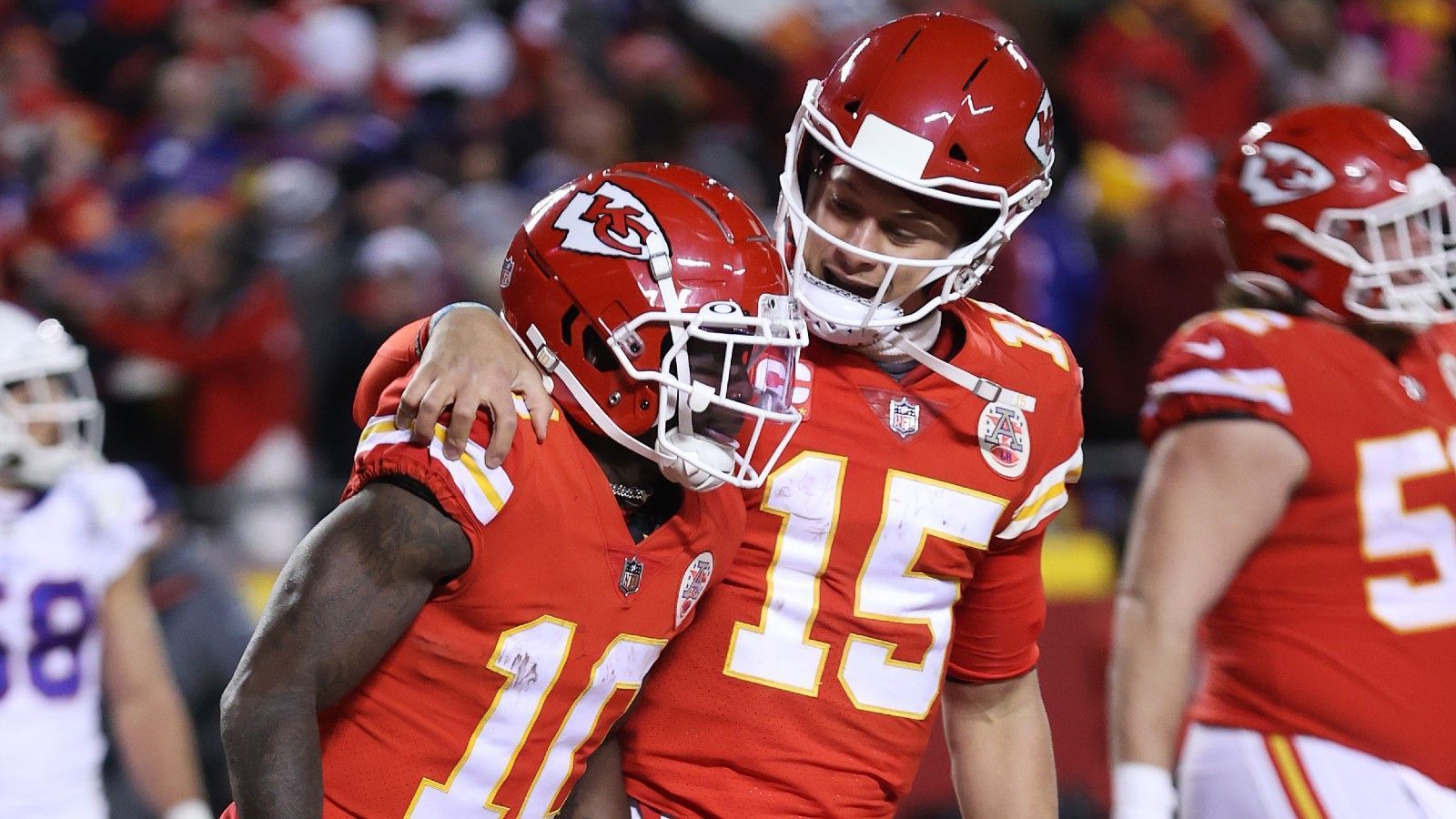 <strong>Platz 4 (geteilt): Kansas City Chiefs - 9</strong><br>Patrick Mahomes (2017) - 6 Pro Bowls<br>Tyreek Hill (2016) - 6 Pro Bowls<br>Chris Jones (2016) - 5 Pro Bowls<br>Creed Humphrey (2021) - 2 Pro Bowls<br>Marcus Peters (2015) - 2 Pro Bowls<br>D.J. Alexander (2015) - 1 Pro Bowl<br>Dee Ford (2014) - 1 Pro Bowl<br>Mecole Hardman (2019) - 1 Pro Bowl<br>Kareem Hunt (2017) - 1 Pro Bowl
