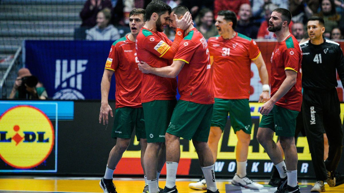 Handball, WM, Portugal - Brasilien Handball-VM 2025 herrer: Portugal - Brasil Fornebu 20250117. Portugal jubler for seier i VM-kampen i handball mellom Portugal og Brasil i Unity Arena. Foto: Stian...