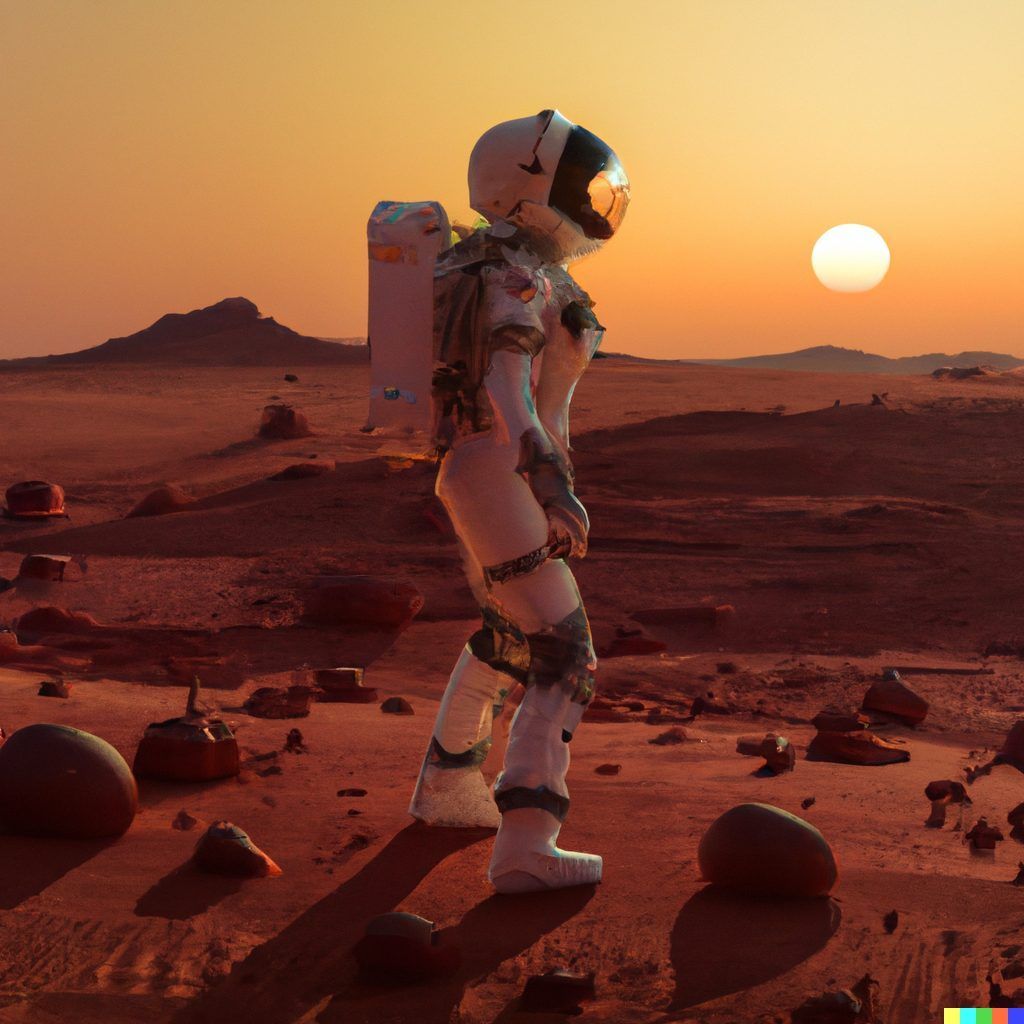 "Astronaut läuft auf dem Mars" von DALL-E.