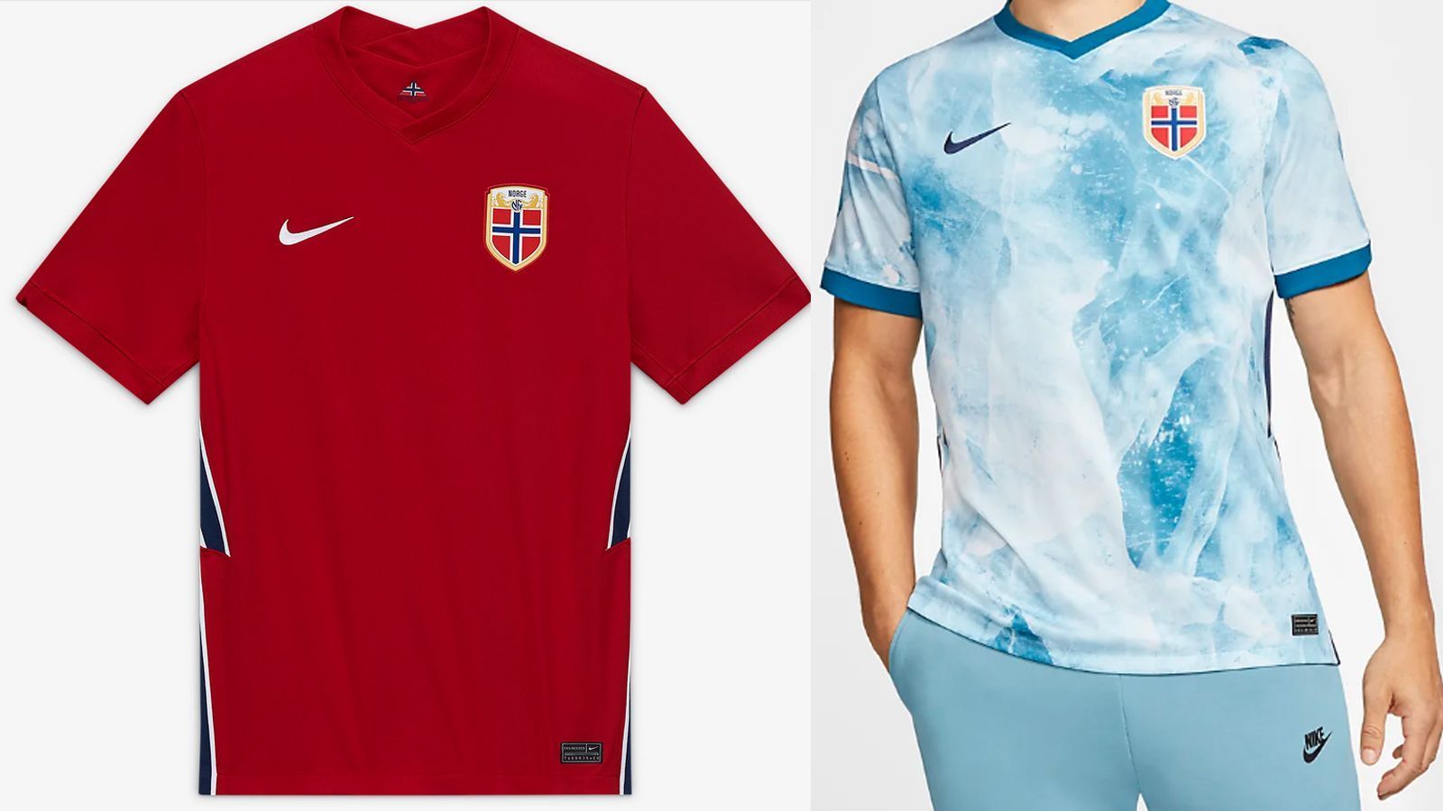 
                <strong>Norwegen</strong><br>
                Die Heim-Jerseys der norwegischen Nationalmannschaft sind schlicht in rot gestaltet. Das neue Auswärtstrikot erregt dagegen direkt Aufmerksamkeit. Zum Auftakt der Nations League trifft das Team von Trainer Lars Lagerbäck am Freitag auf Österreich.
              