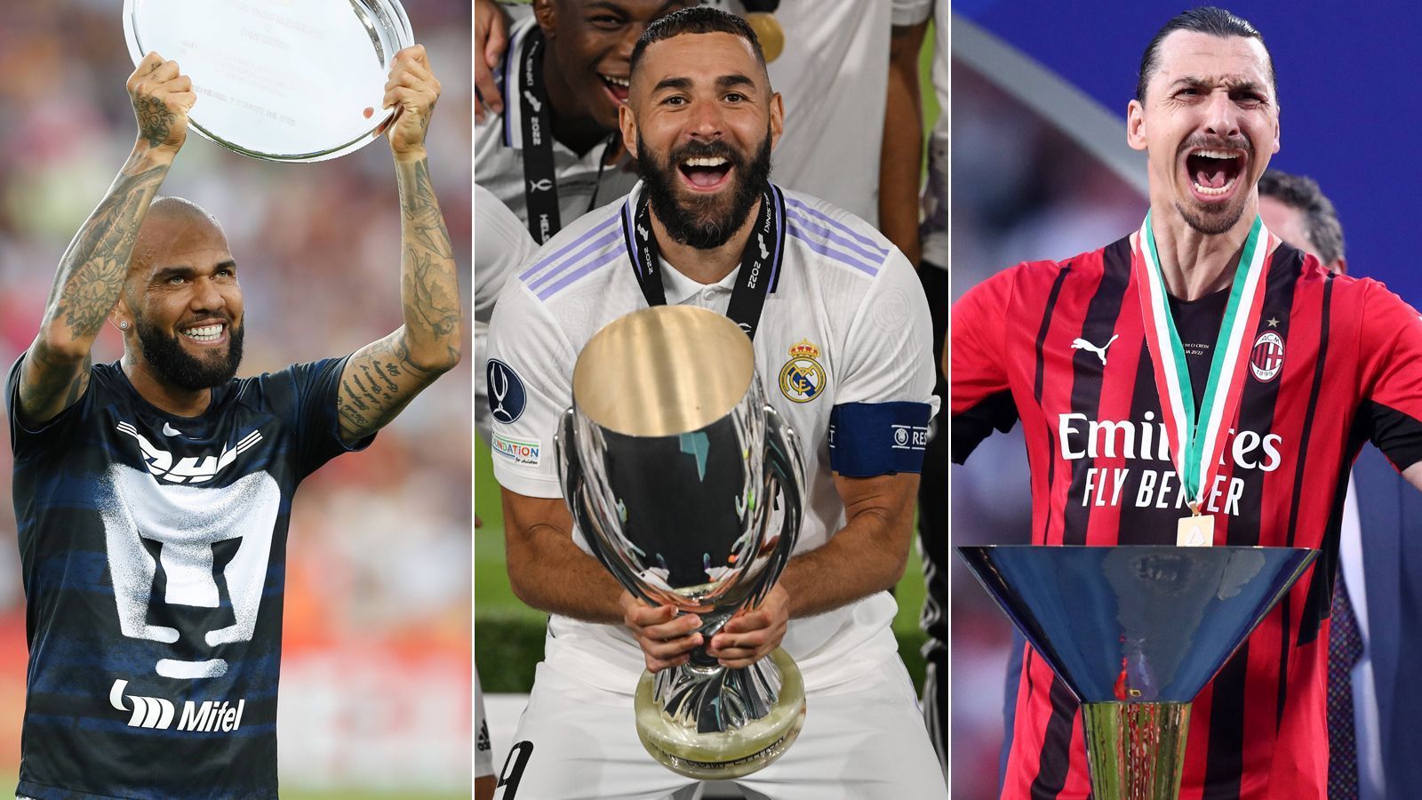 
                <strong>Benzema und Co.: Die erfolgreichsten Spieler der Welt</strong><br>
                Real Madrid hat den europäischen Supercup gewonnen und Karim Benzema (Bildmitte) damit seine Titelsammlung erweitert. Er gehört längst zu den Spieler mit den meisten Titeln im Weltfußball. ran zeigt die Top 10. (Stand: 12. August 2022/Quelle: sportbild.de)
              