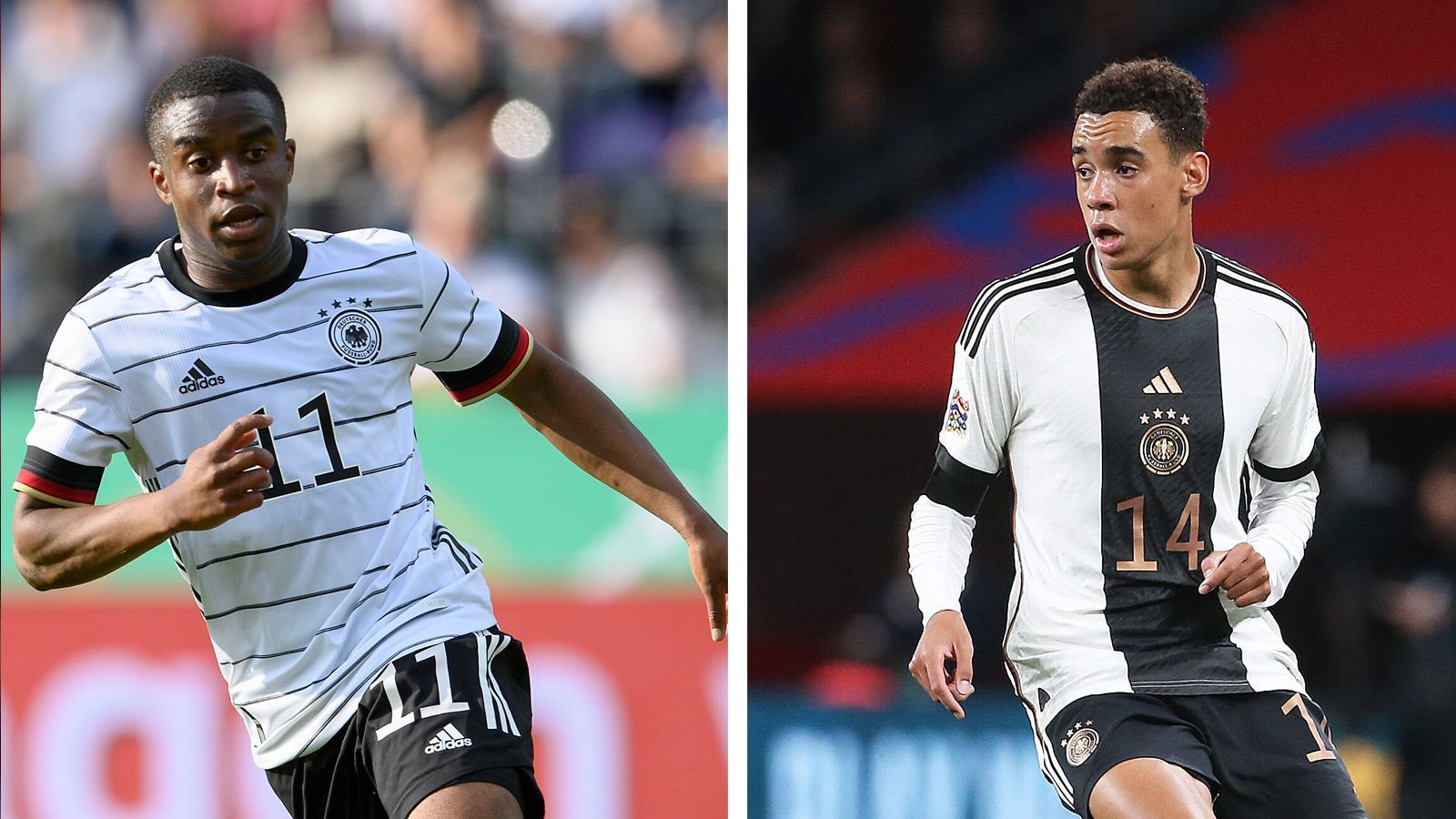 
                <strong>Jüngste deutsche Spieler</strong><br>
                &#x2022; Youssoufa Moukoko (links) Geburtsdatum: 20.11.2004, Alter: 17<br>&#x2022; Jamal Musiala (rechts) Geburtsdatum: 26.02.2003, Alter: 19<br>
              