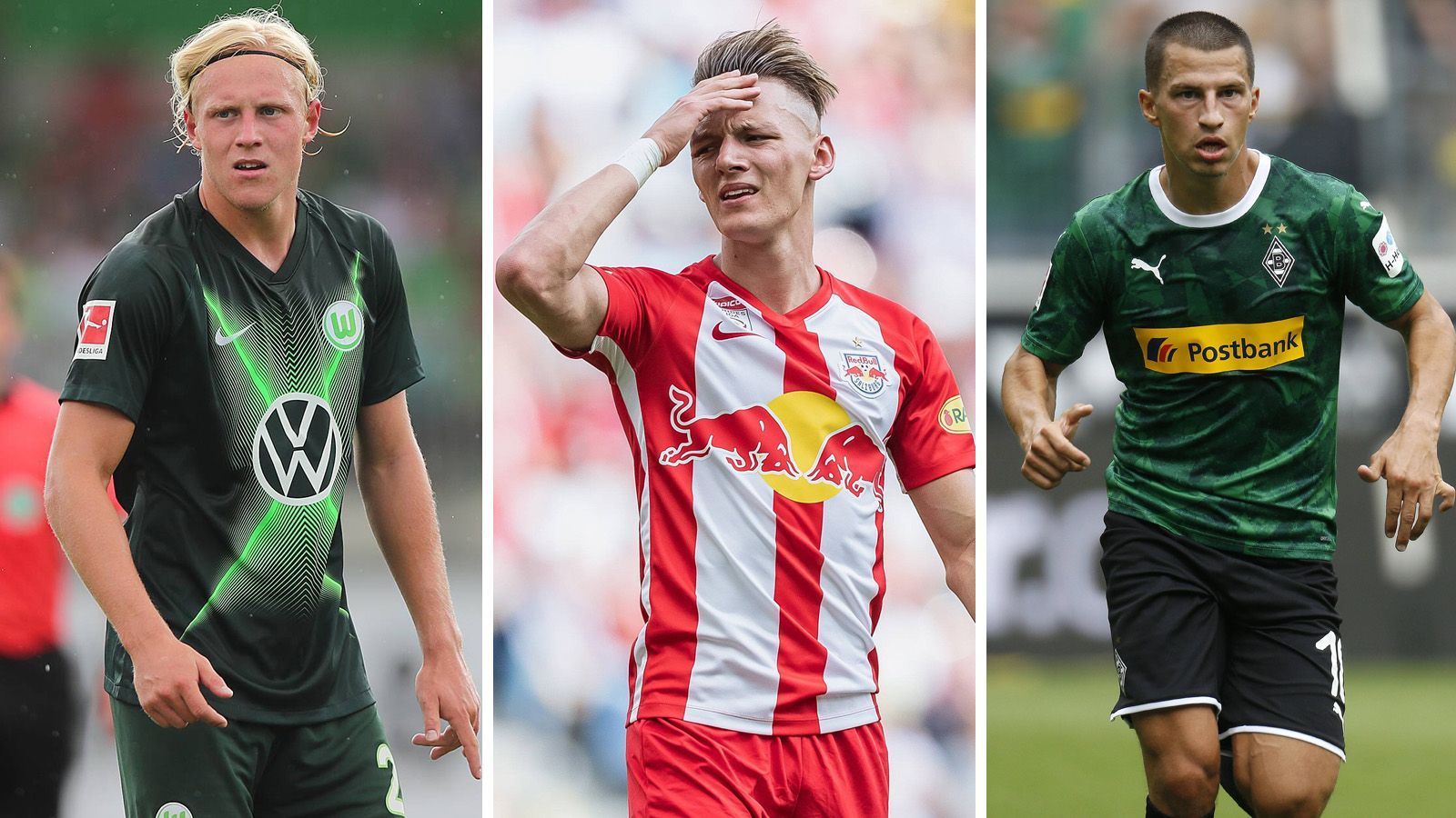 
                <strong>Schlager, Wolf, Lainer</strong><br>
                Diadie Samassekou ist nicht der erste Stammspieler, der in diesem Jahr den Schritt in die Bundesliga macht. Der VfL Wolfsburg holte für 15 Millionen Xaver Schlager (links), Leipzig verpflichtete Hannes Wolf (Mitte) für zwölf Millionen und die Gladbacher sicherten sich für 12,5 Millionen Euro die Dienste von Stefan Lainer (rechts). Alle drei sind Österreicher, Nationalspieler und waren Stammspieler in Salzburg. Insgesamt 51 Millionen Euro flossen damit nach Salzburg.
              