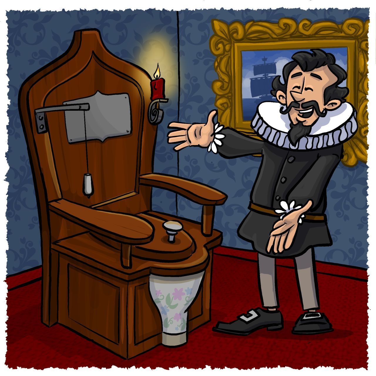 Im Jahr 1596 erfand der Engländer Sir John Harington das erste WC mit Wasserspülung, Spülkasten und Ventil. Elizabeth I. ließ das in ihr Schloss einbauen, danach ging das Wissen aber verloren.  