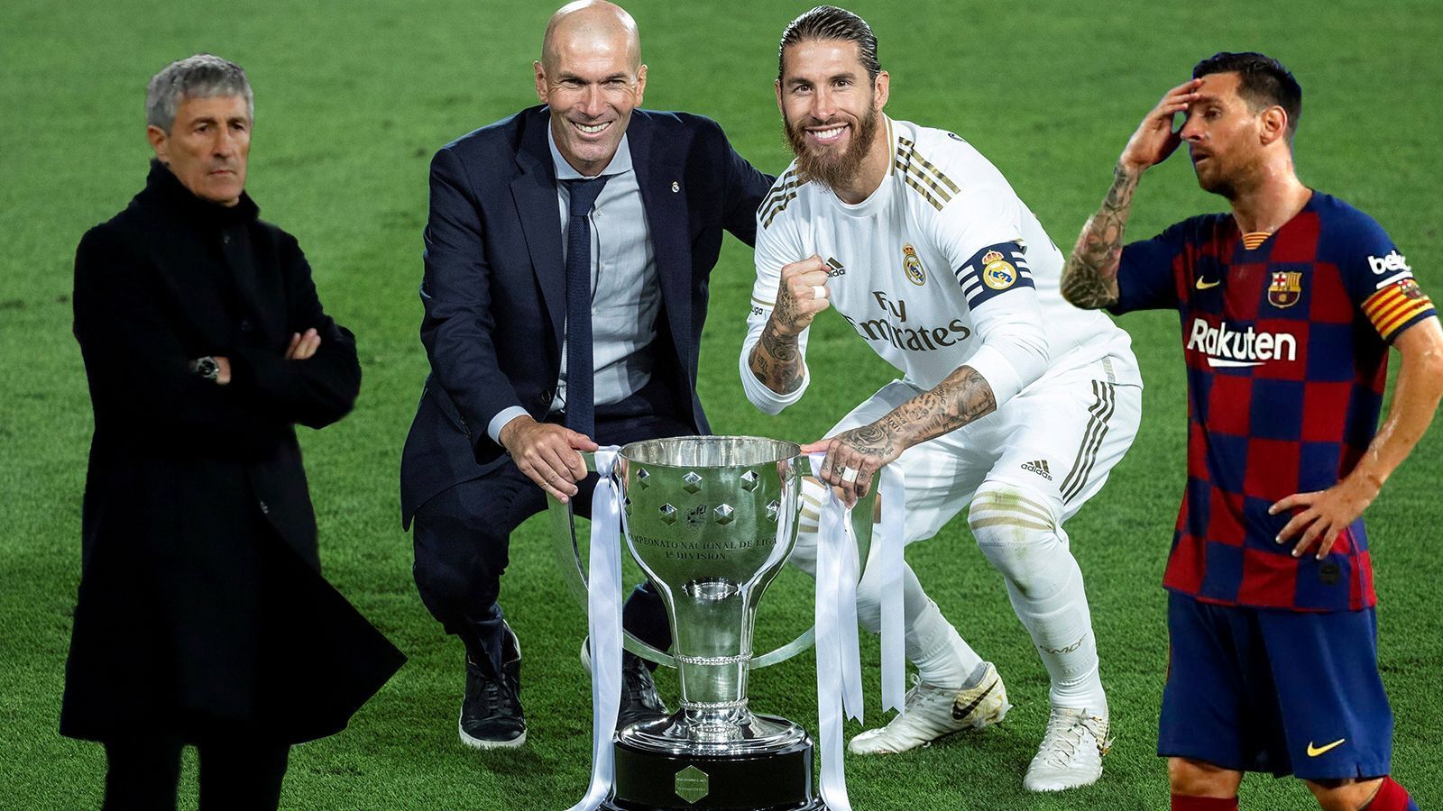 
                <strong>Triumph vs. Krise: Real Madrid und der FC Barcelona im Vergleich</strong><br>
                Real Madrid ist Meister, der FC Barcelona nun sieben Punkte hinter dem Rivalen. Während die Stimmung bei den Königlichen auf dem Höhepunkt ist, brennt in Katalonien der Baum. Aber auch in Madrid ist nicht alles Gold was glänzt. ran.de zeigt, wo Real derzeit besser ist und warum Barca kaum ein Wort mitreden kann.
              