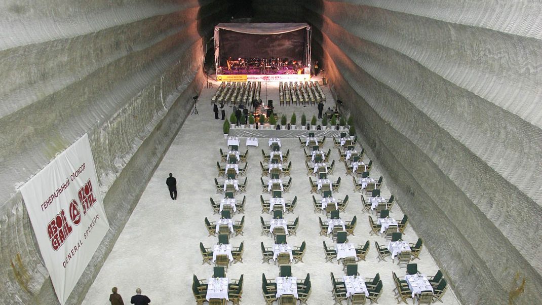 Die Salzmine von Soledar hier bei einem Konzert noch vor Kriegsbeginn.