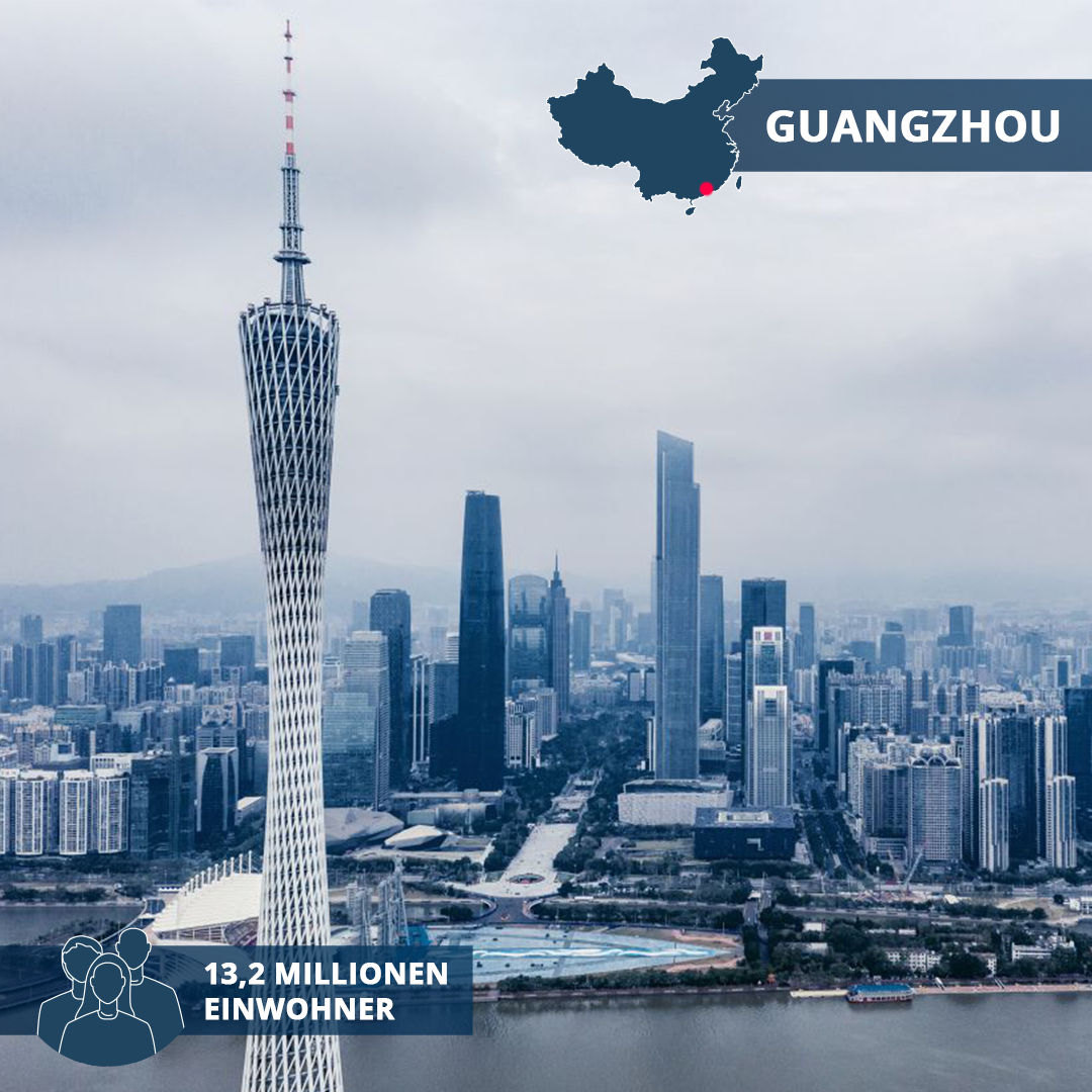 Guangzhou, circa 13,96 Millionen Einwohner:innen (2022)