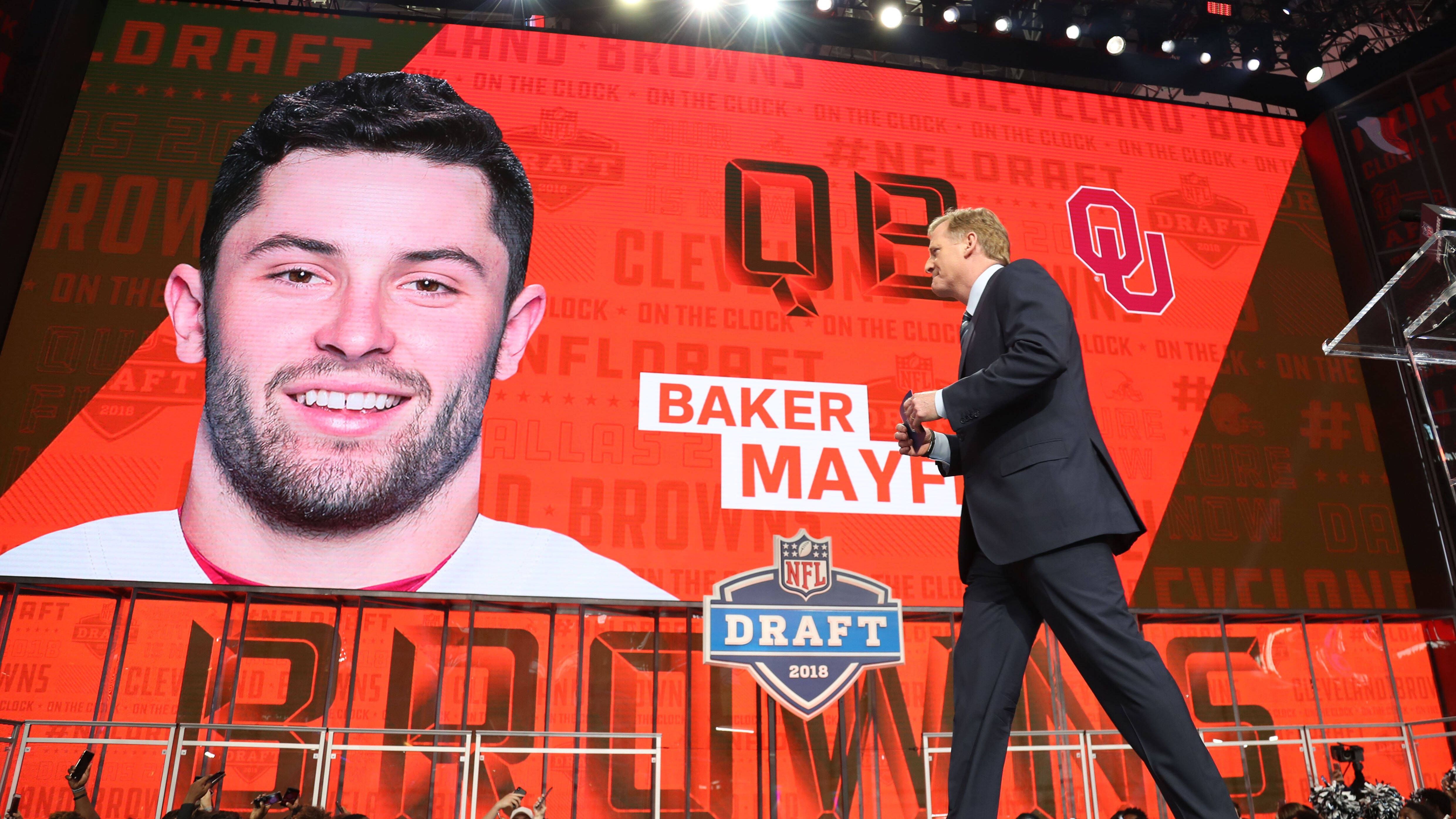 <strong>Draft 2018: 5 Quarterbacks<br></strong>1. Pick: Baker Mayfield (Foto, Cleveland Browns)<br>3. Pick: Sam Darnold (New York Jets)<br>7. Pick: Josh Allen (Buffalo Bills)<br>10. Pick: Josh Rosen (Arizona Cardinals)<br>32. Pick: Lamar Jackson (Baltimore Ravens)