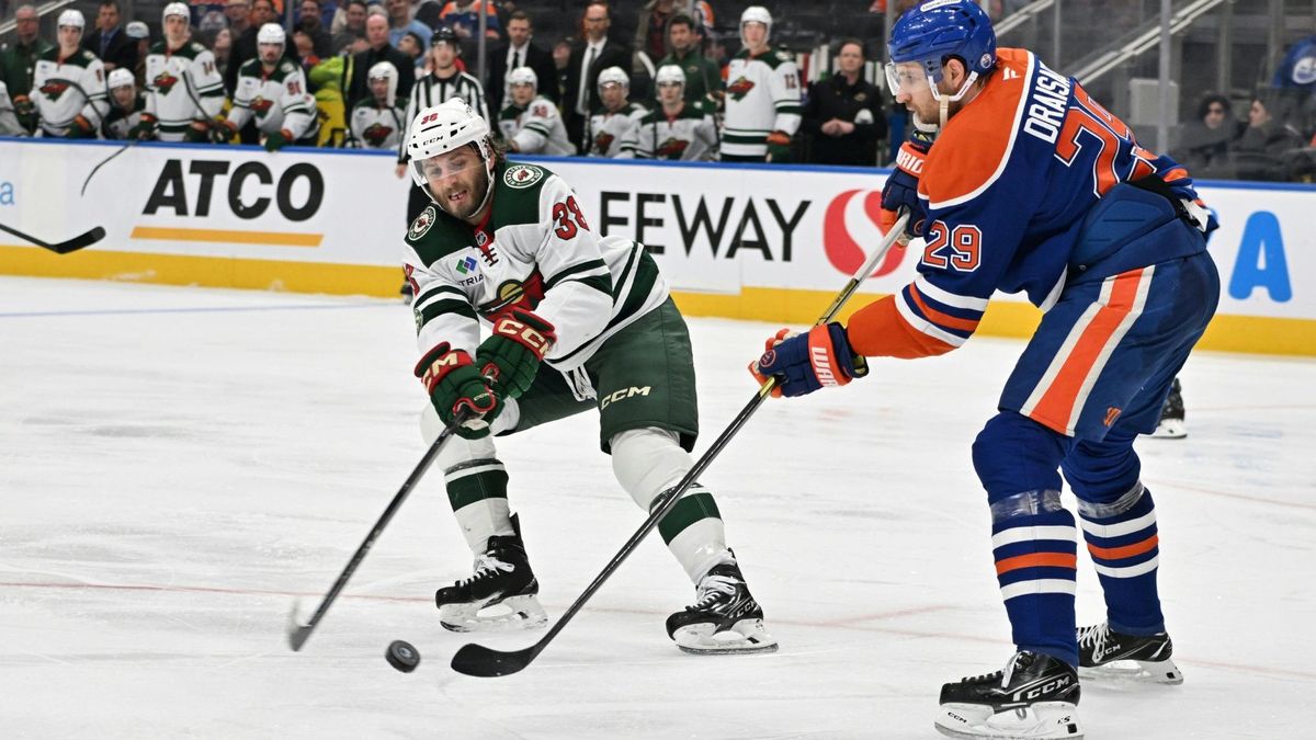 Minnesota stoppt Leon Draisaitl (r.) und die Oilers