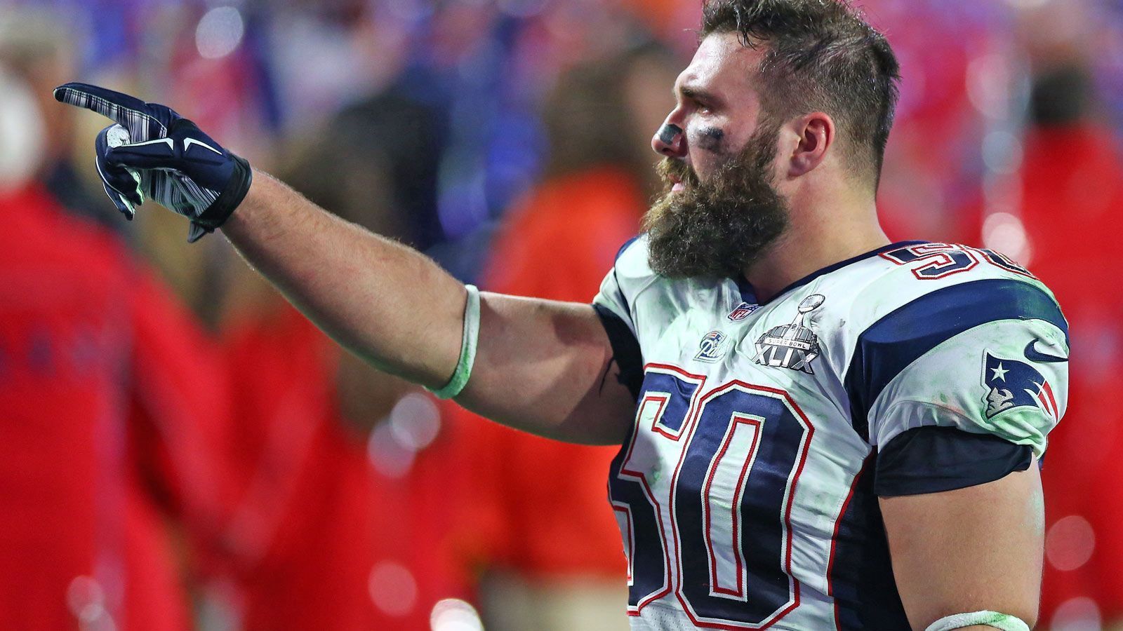 
                <strong>Super Bowl XLIX (2015): New England Patriots - Seattle Seahawks 28:24</strong><br>
                Rob Ninkovich (im Bild; New England Patriots) und Cliff Avril (Seattle Seahawks).
              