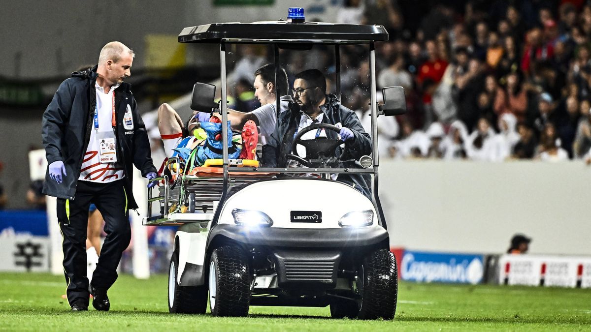 Sortie sur blessure de Le Roux Malan (nam) RUGBY : Nouvelle Zelande vs Namibie - Match de Poule de la Coupe du Monde de Rugby - Toulouse - 15-09-2023 ThierryBreton Panoramic PUBLICATIONxNOTxINxFRAxBEL